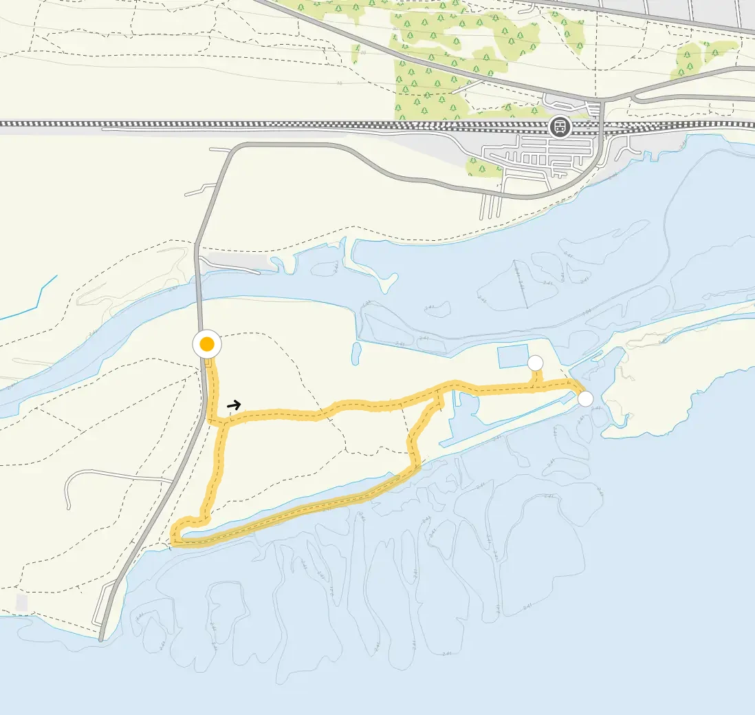 Route map for Two Tree Island, Essex