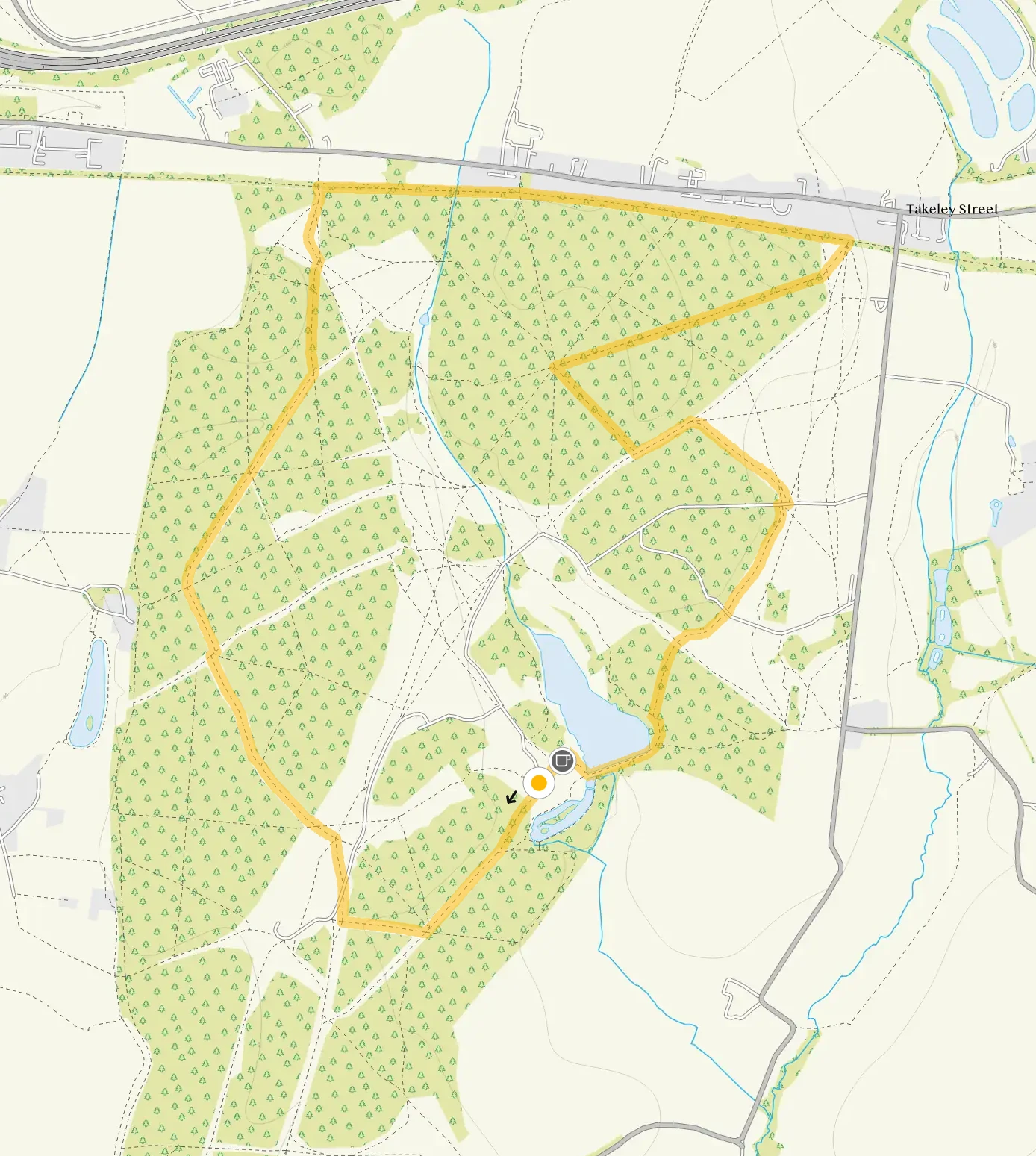 Route map for Hatfield Forest Walk 3, a 4.25 mile circular walk in Essex
