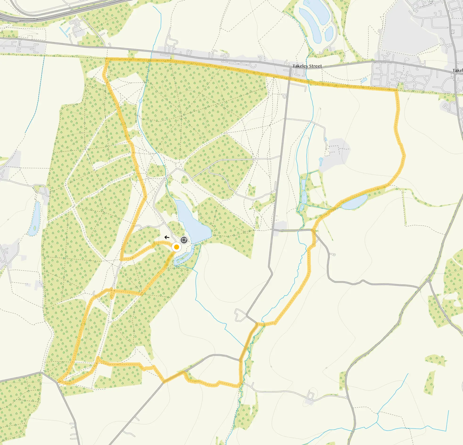 Route map for Hatfield Forest Walk 4, a 7 mile circular walk in Essex