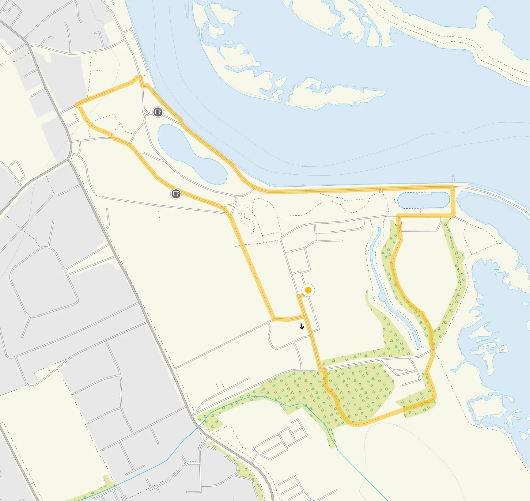 Route map for Maldon Walk, a 1.5 mile circular walk in Essex