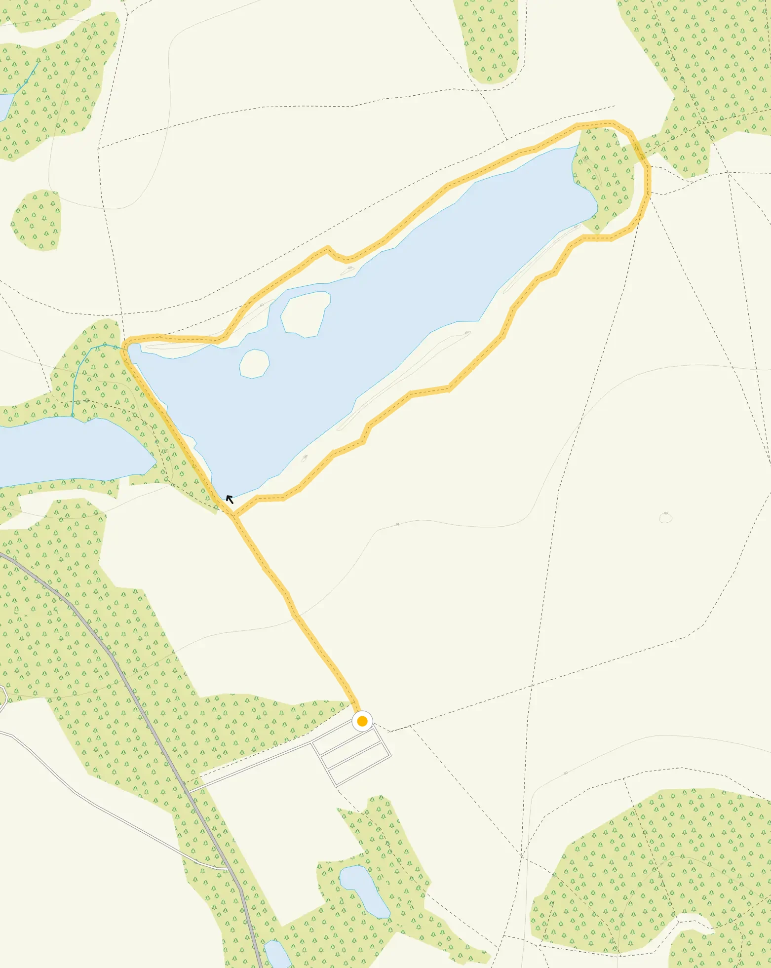 Route map for Weald Country Park Walk 1, a 1.75 mile circular walk in Essex