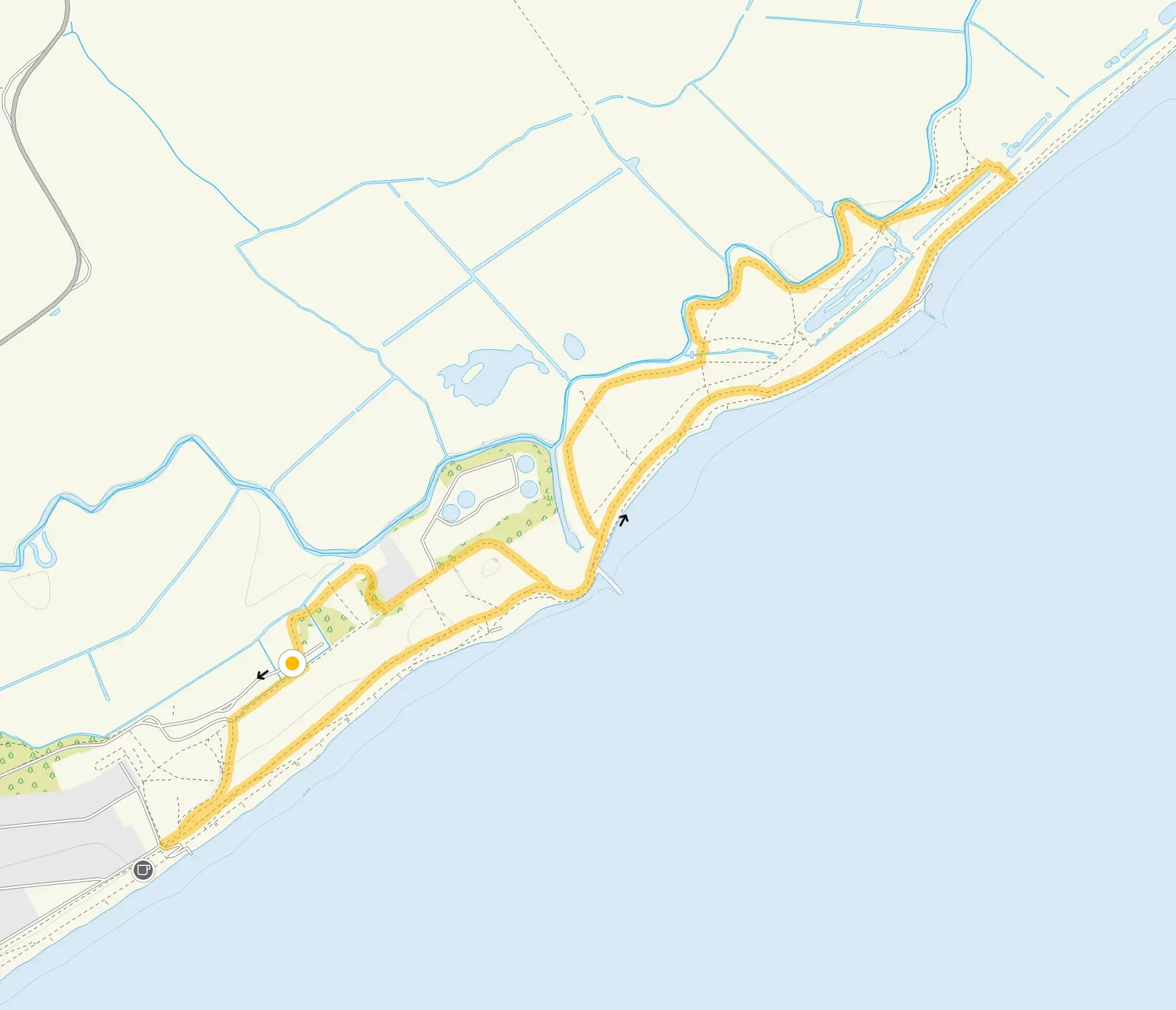 Route map for Holland Haven Marshes, Essex