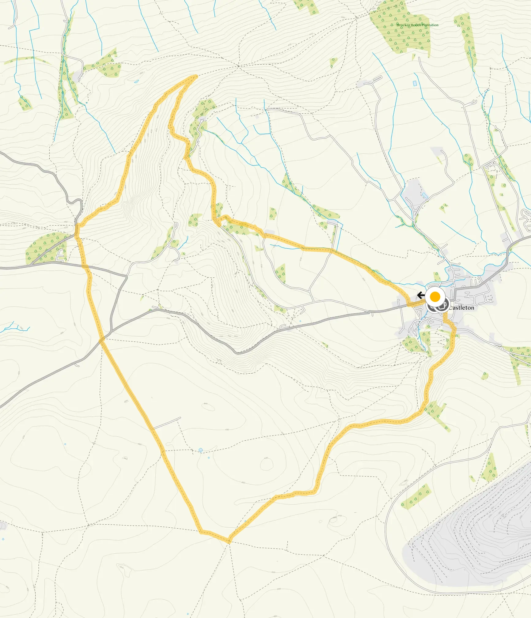Route map for Castleton circular with wonderful views, a 6 mile circular walk in Derbyshire