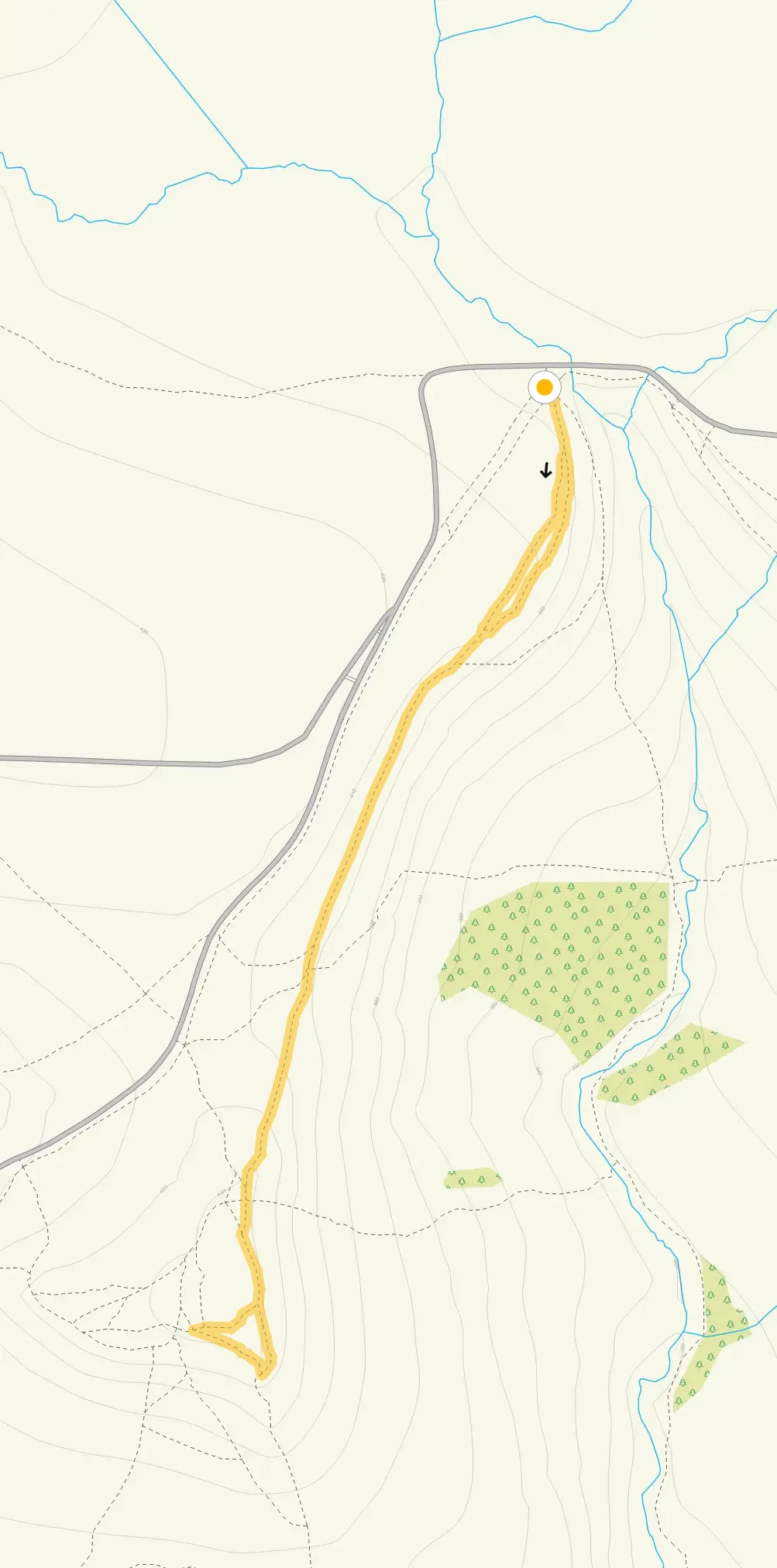 Route map for Higger Tor Walk 1, a 1.5 mile circular walk in Derbyshire