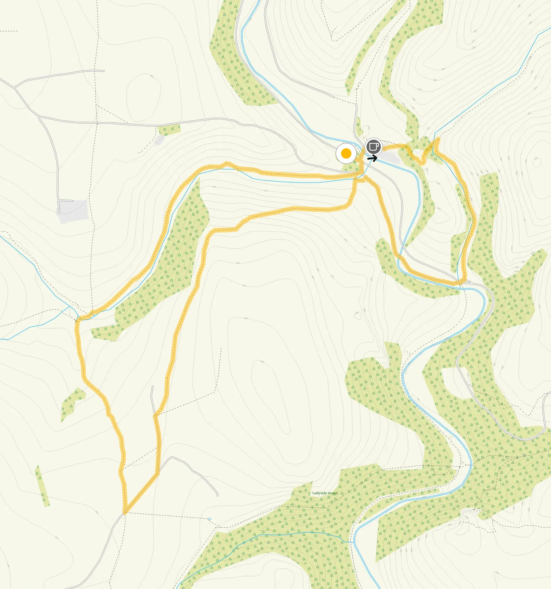 Route map for Manifold Valley Walk 1, a 2.75 mile circular walk in Derbyshire