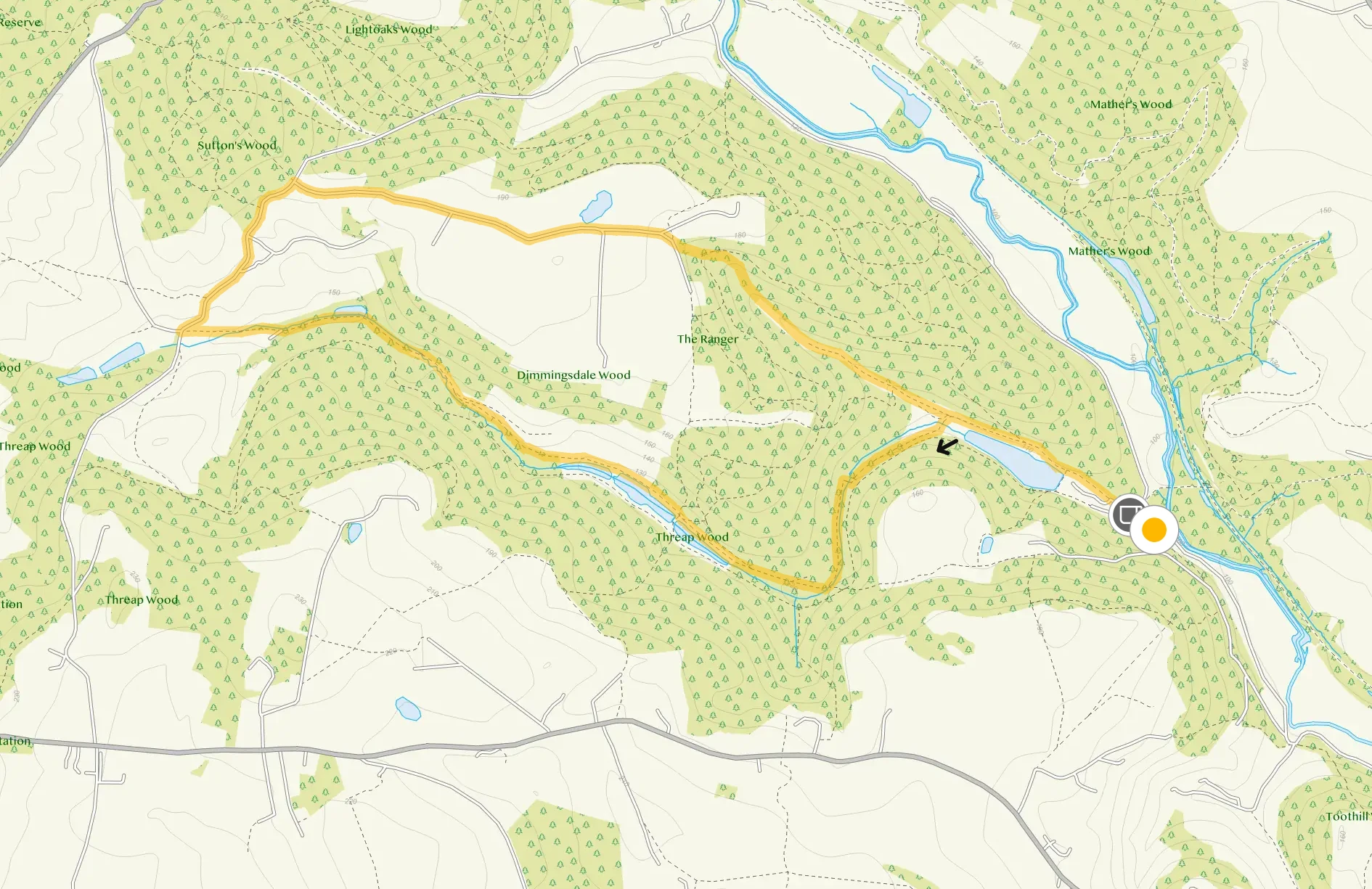 Route map for Dimmings Dale Walk 3, a 3.25 mile circular walk in Staffordshire