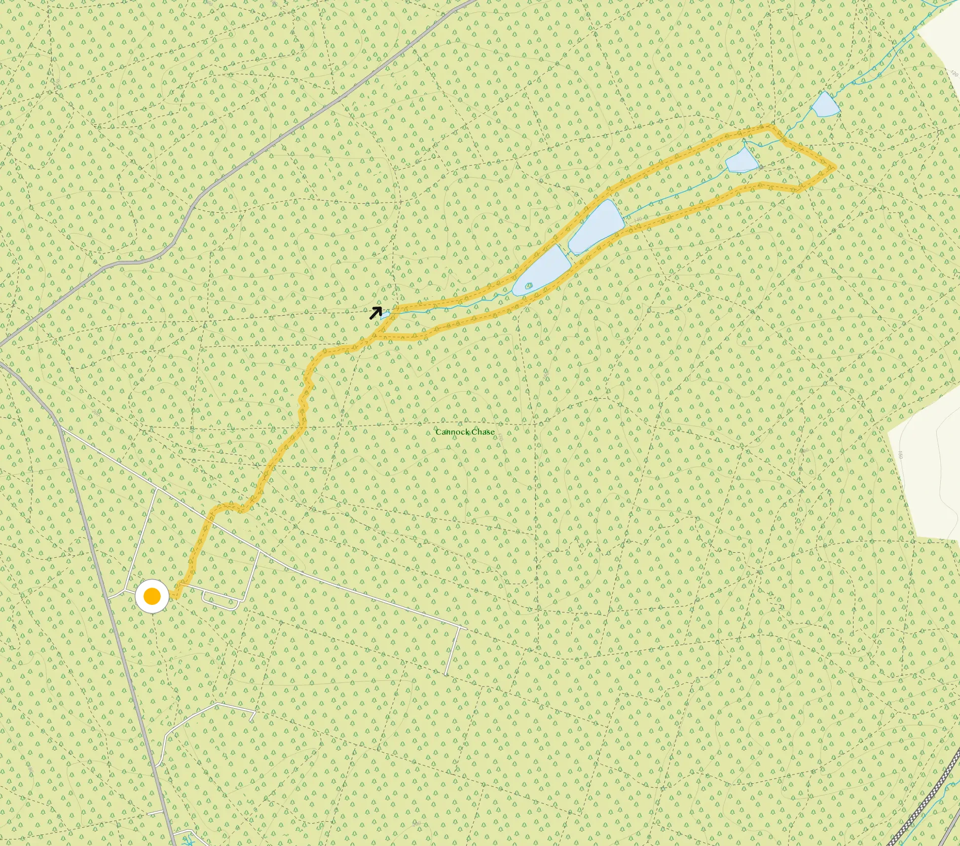 Route map for Cannock Chase Walk 1, a 2.75 mile circular walk in Staffordshire