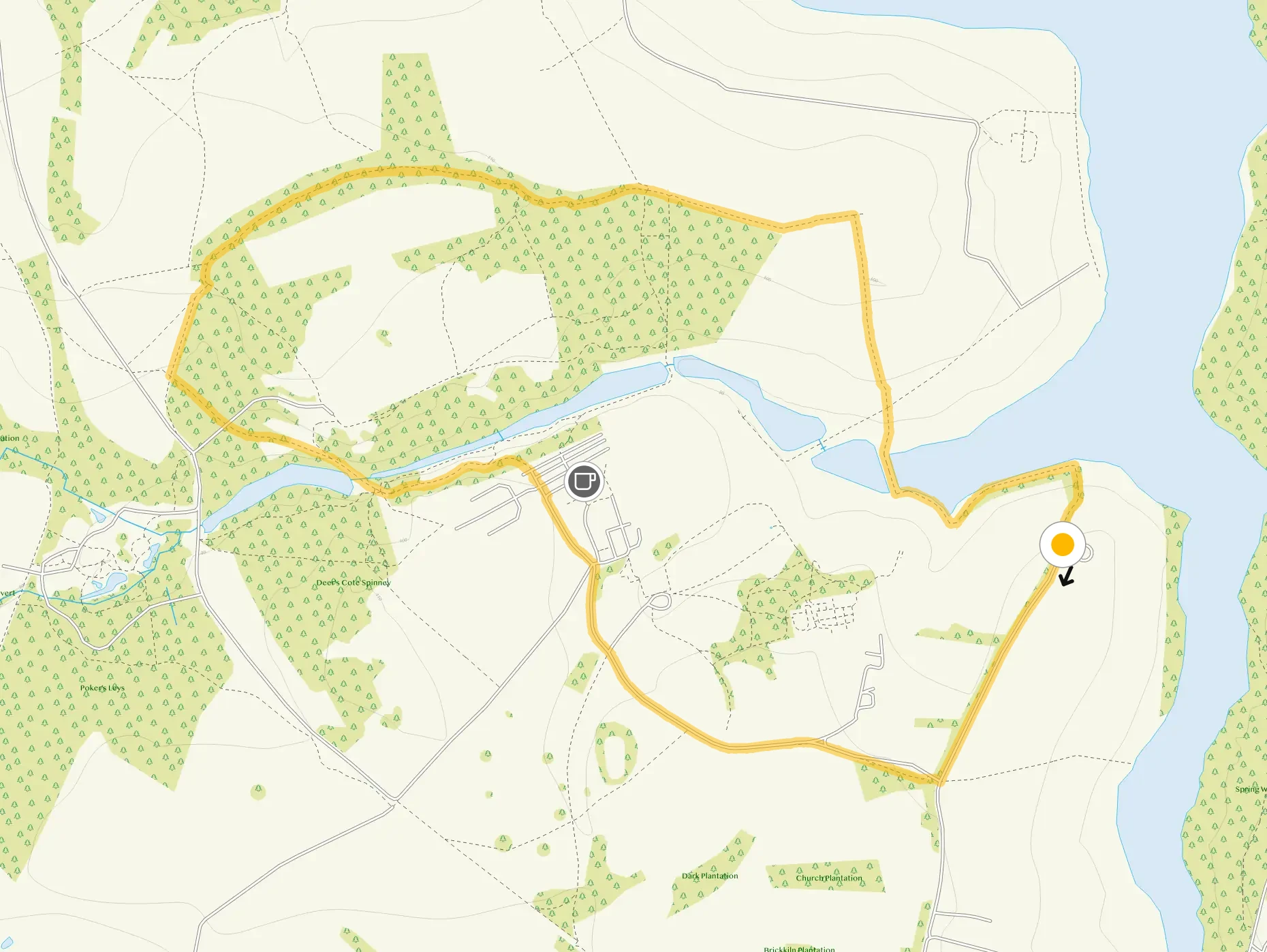 Route map for Calke Park Walk, a 2.75 mile circular walk in Derbyshire