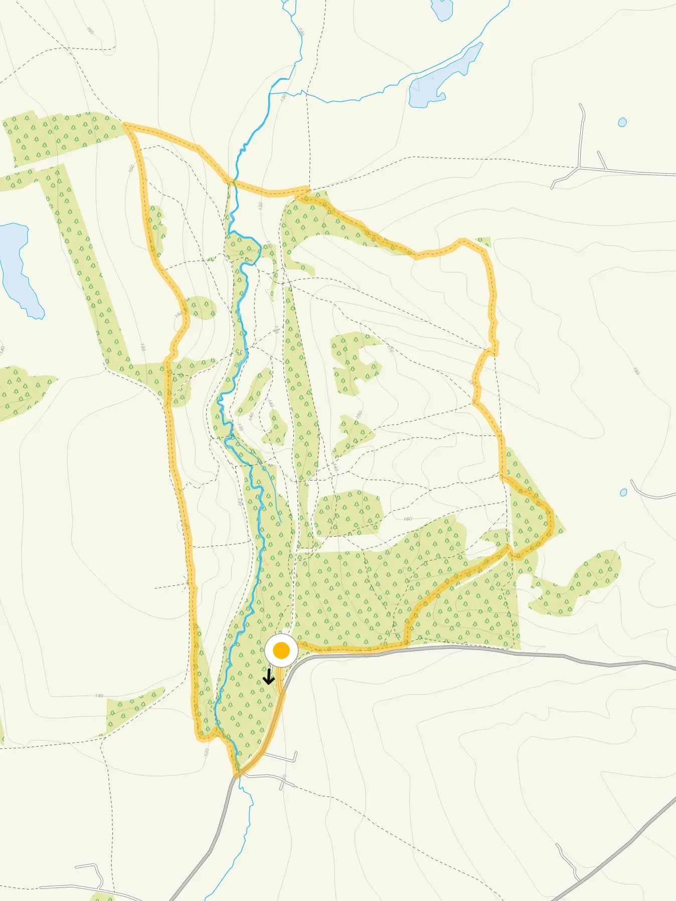Route map for Downs Banks Walk 2, a 2.25 mile circular walk in Staffordshire