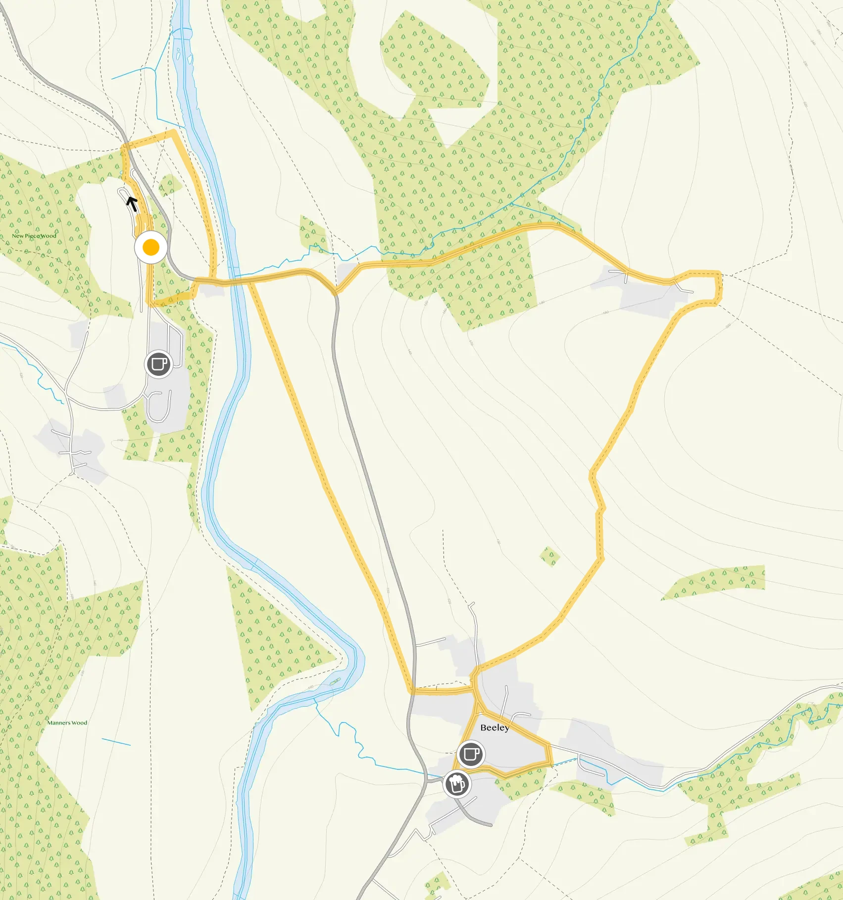 Route map for Calton Lees Walk 2, a 3 mile circular walk in Derbyshire