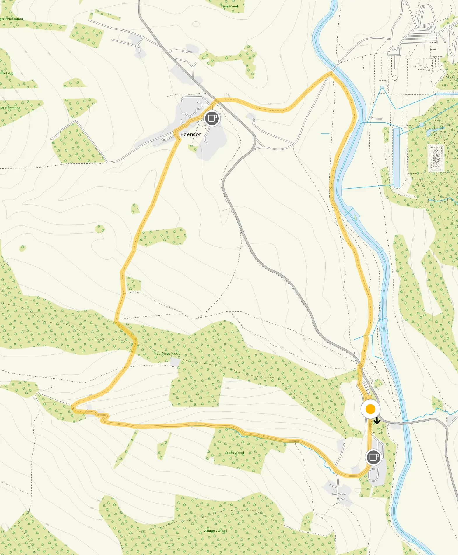 Route map for Calton Lees Walk 3, a 4 mile circular walk in Derbyshire