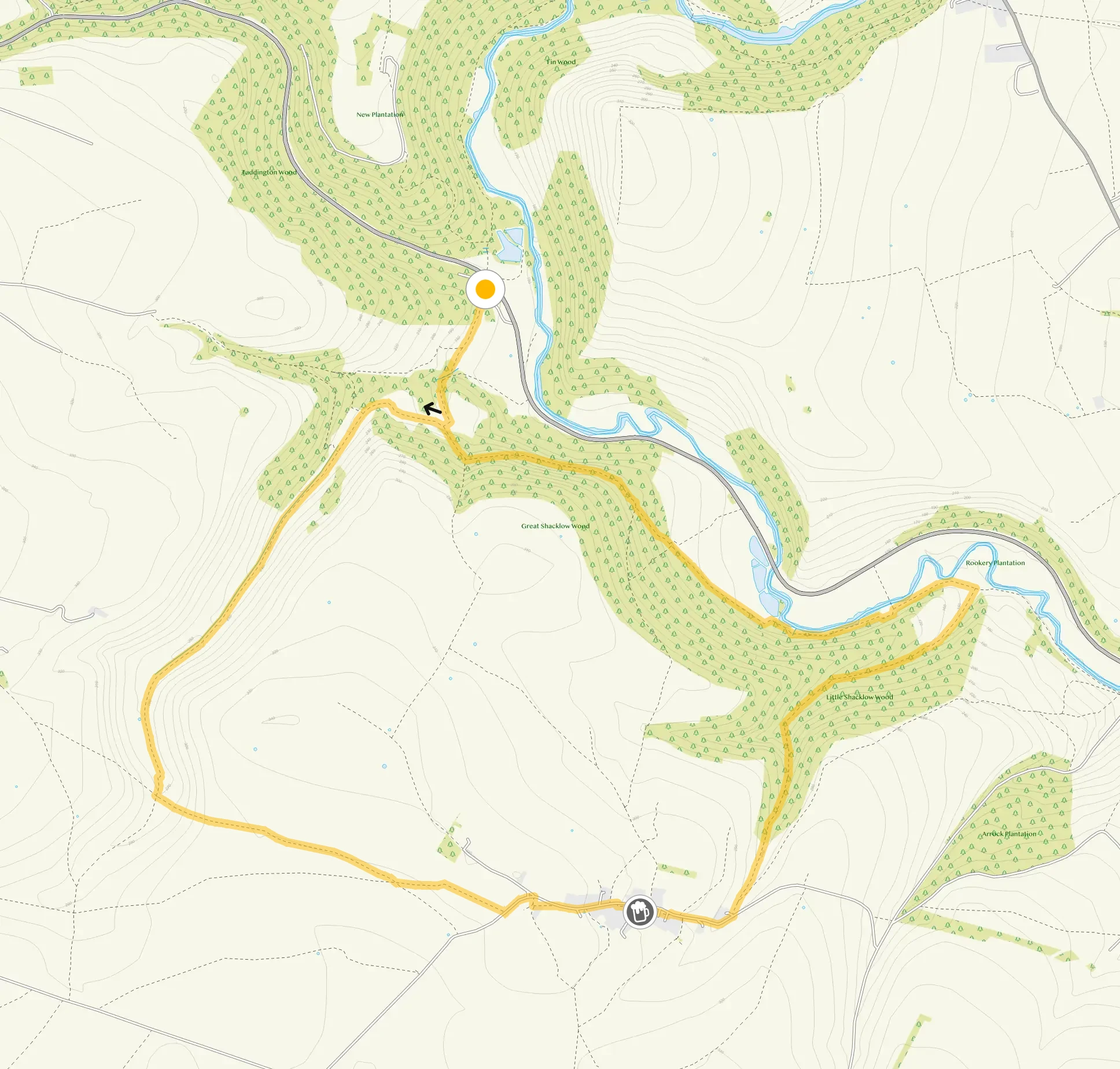 Route map for Deep Dale Walk 2, a 4.75 mile circular walk in Derbyshire