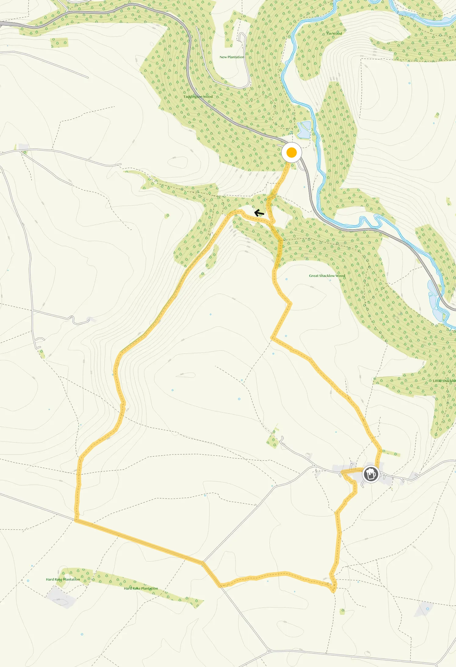 Route map for Deep Dale Walk 3, a 4.75 mile circular walk in Derbyshire