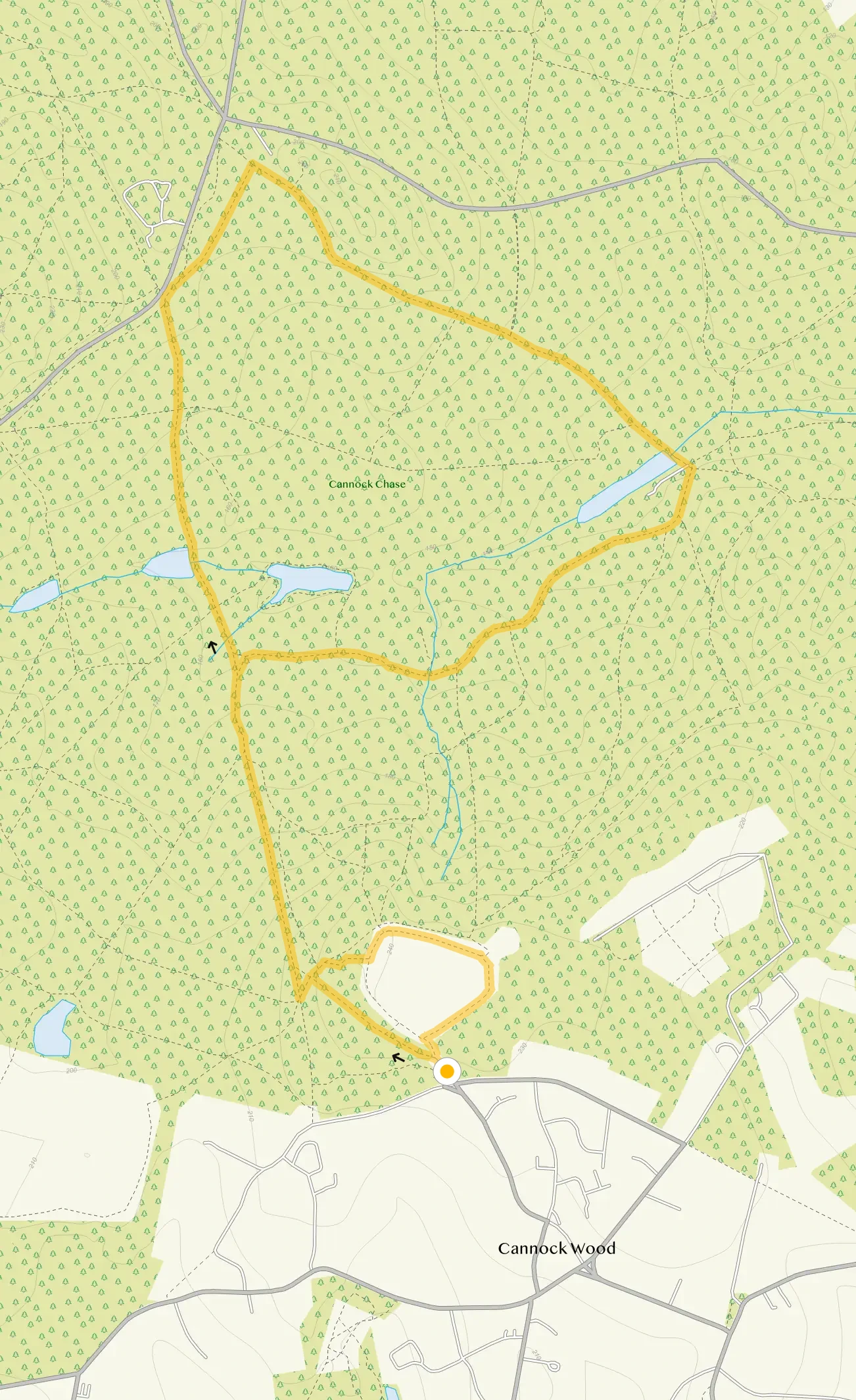 Route map for Castle Ring Walks, Staffordshire