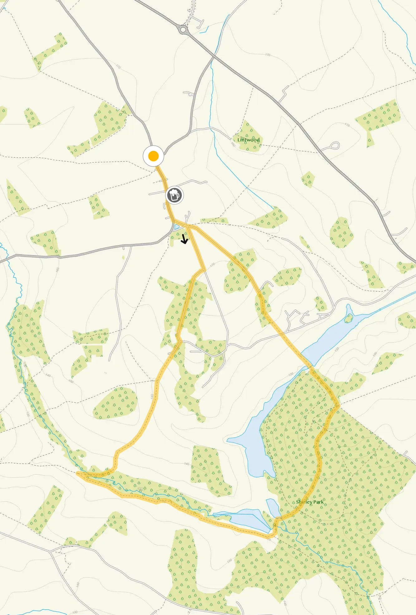 Route map for Osmaston Walk 1, a 3.5 mile circular walk in Staffordshire
