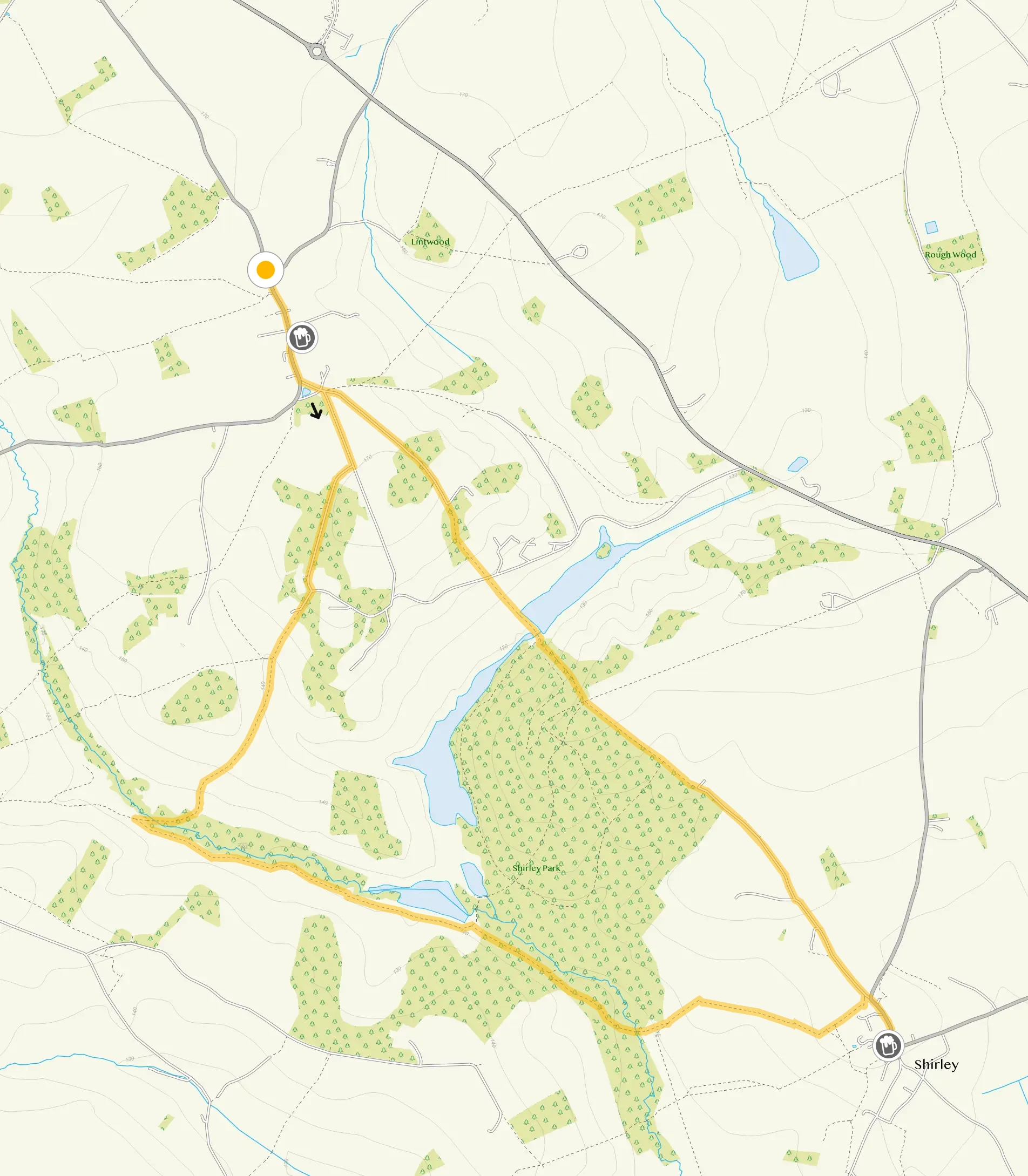 Route map for Osmaston Walk 2, a 4.75 mile circular walk in Staffordshire
