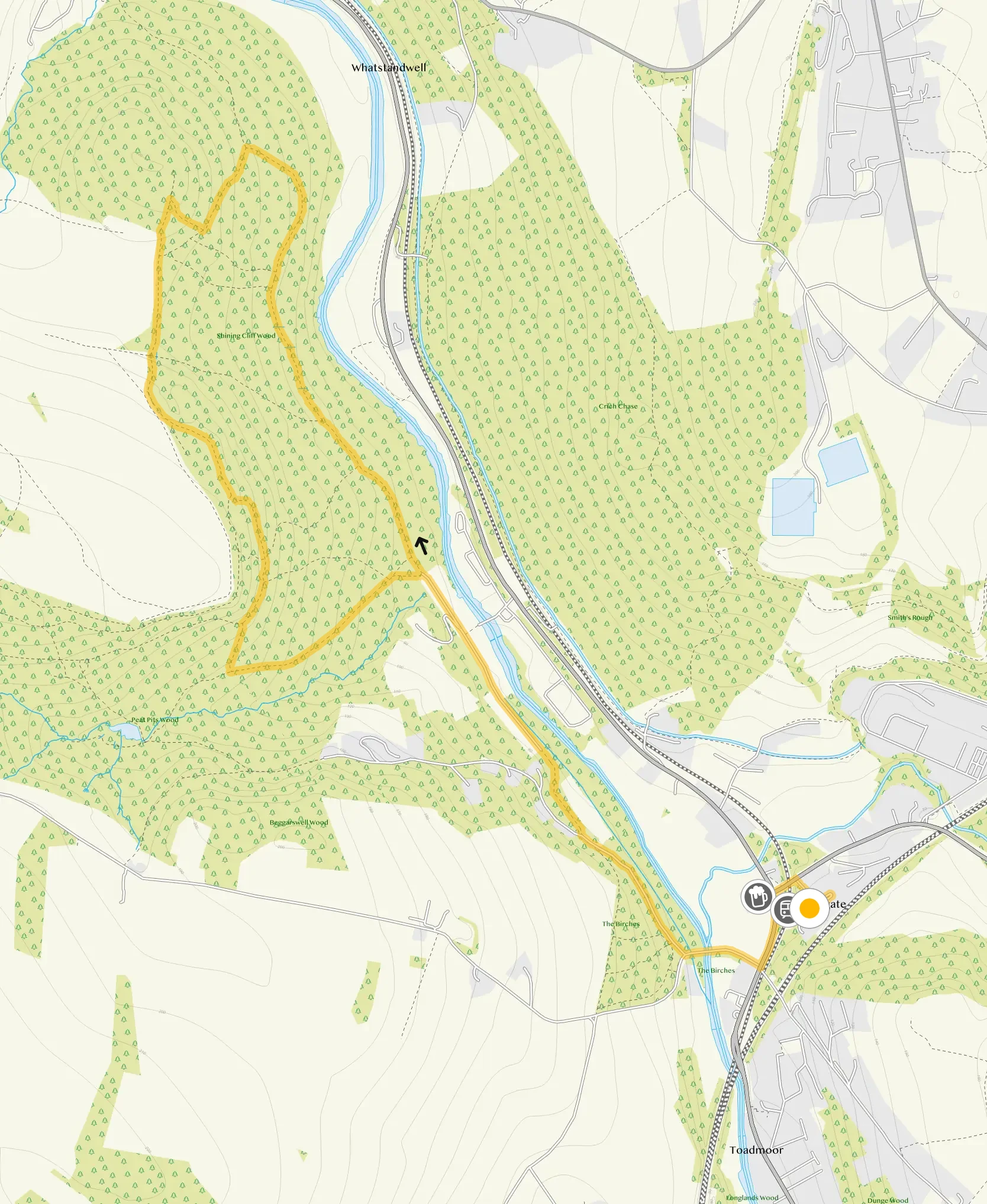 Route map for Ambergate Walk 1, a 4.5 mile circular walk in Derbyshire