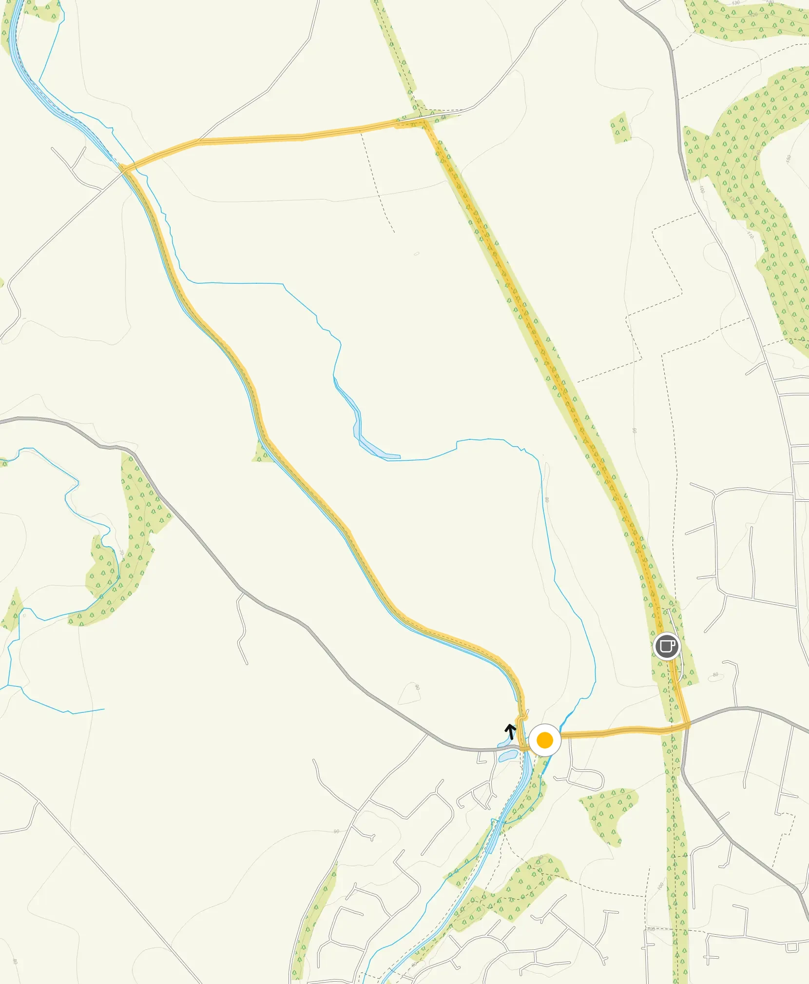 Route map for Wombourne Walk 2, a 2.25 mile circular walk in Staffordshire
