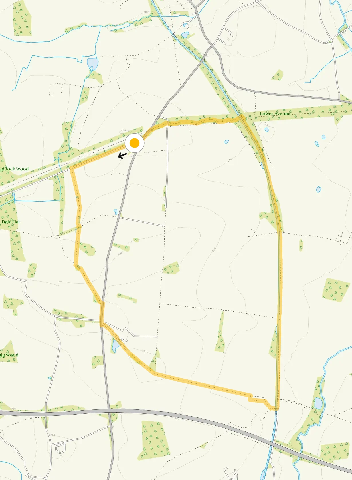 Route map for Brewood Walk 2, a 4.5 mile circular walk in Staffordshire