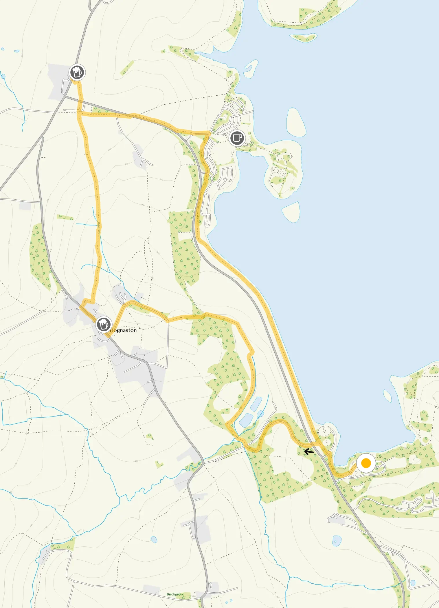 Route map for Millfields Walk 2, a 4.25 mile circular walk in Derbyshire