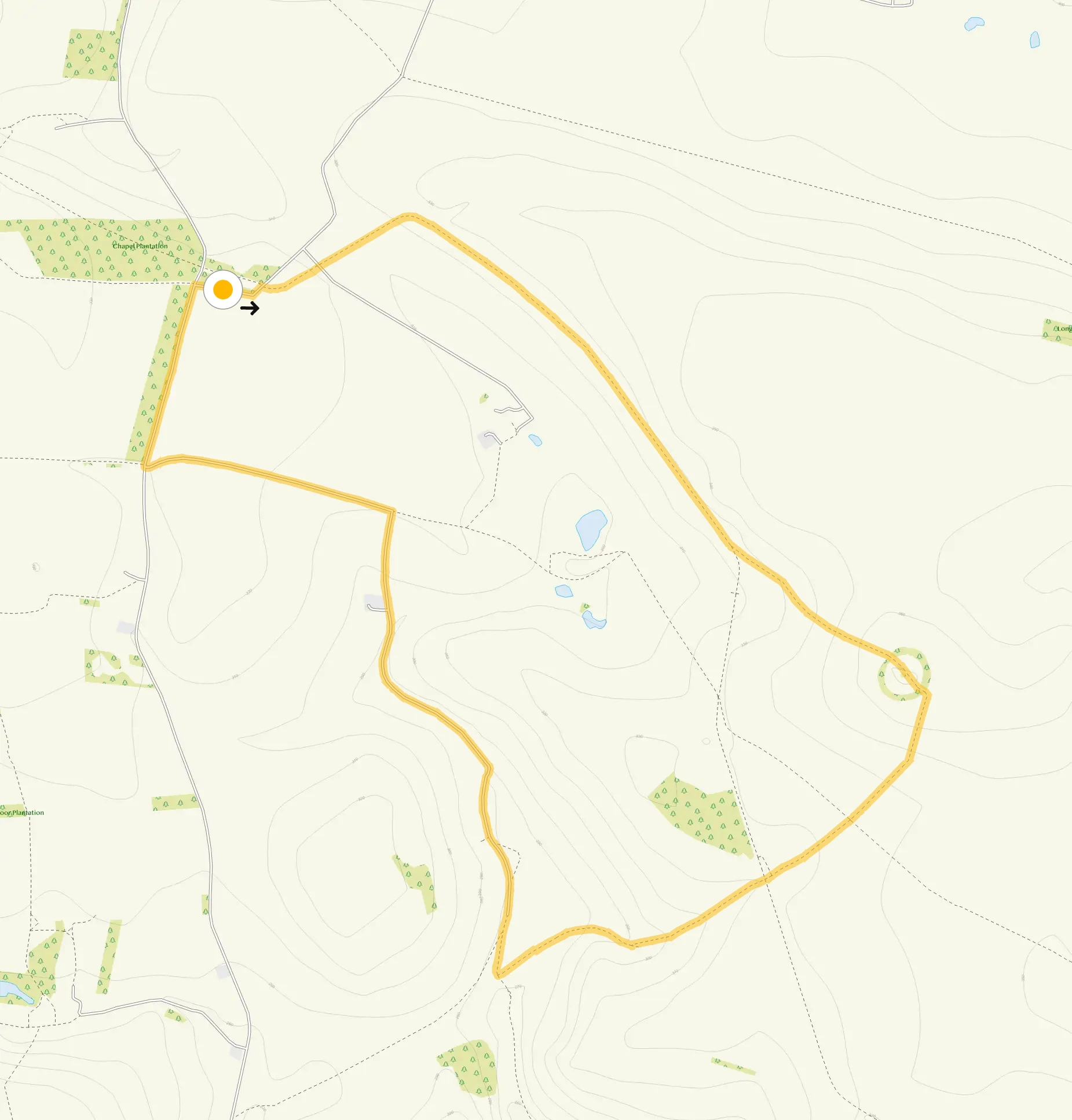 Route map for Roystone Rocks Walk, a 3.25 mile circular walk in Derbyshire
