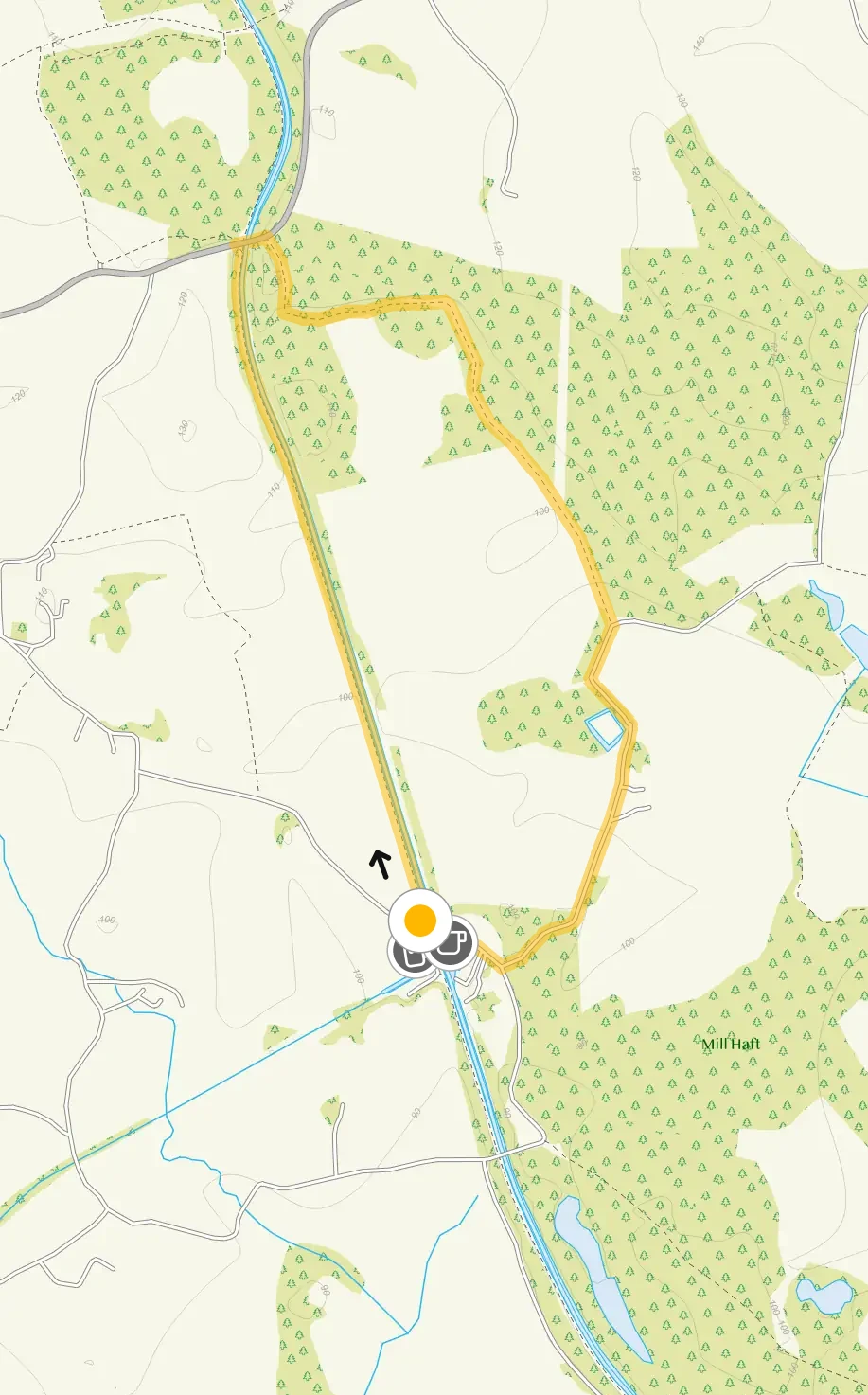 Route map for Norbury Junction Walk 1, a 2.25 mile circular walk in Staffordshire