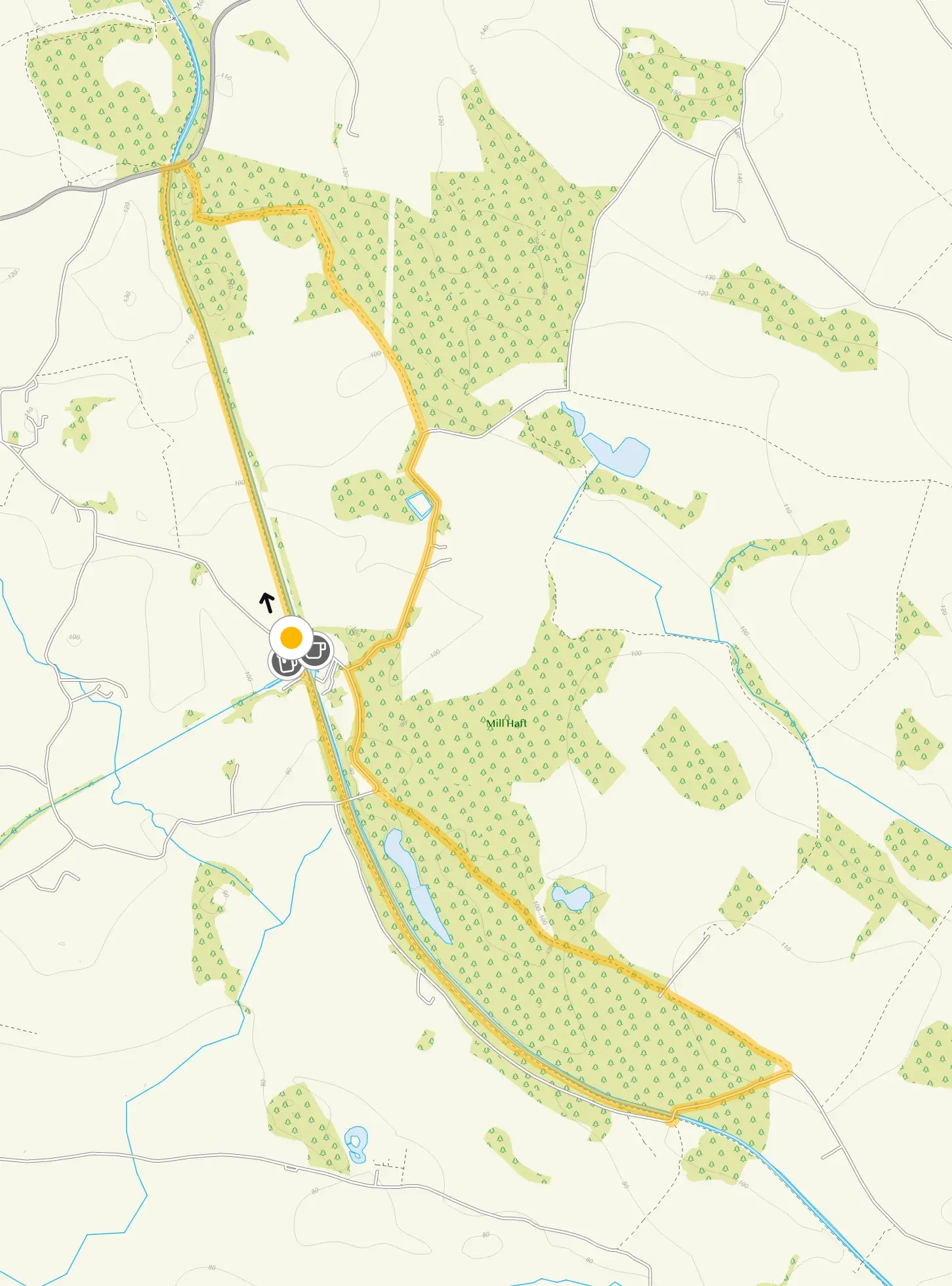 Route map for Norbury Junction Walk 3, a 5.5 mile circular walk in Staffordshire