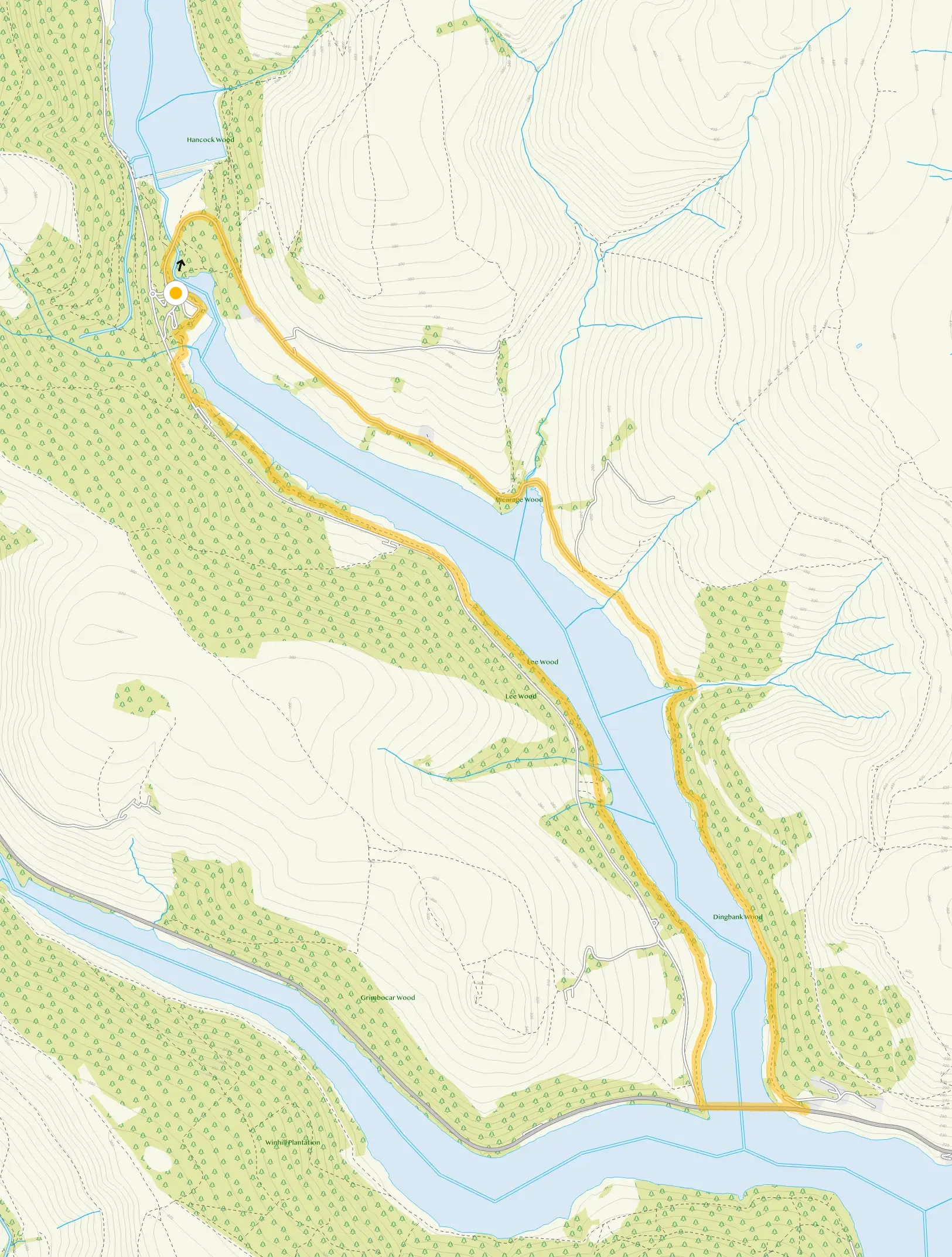 Route map for Derwent Reservoirs Walk 3, a 5.75 mile circular walk in Derbyshire