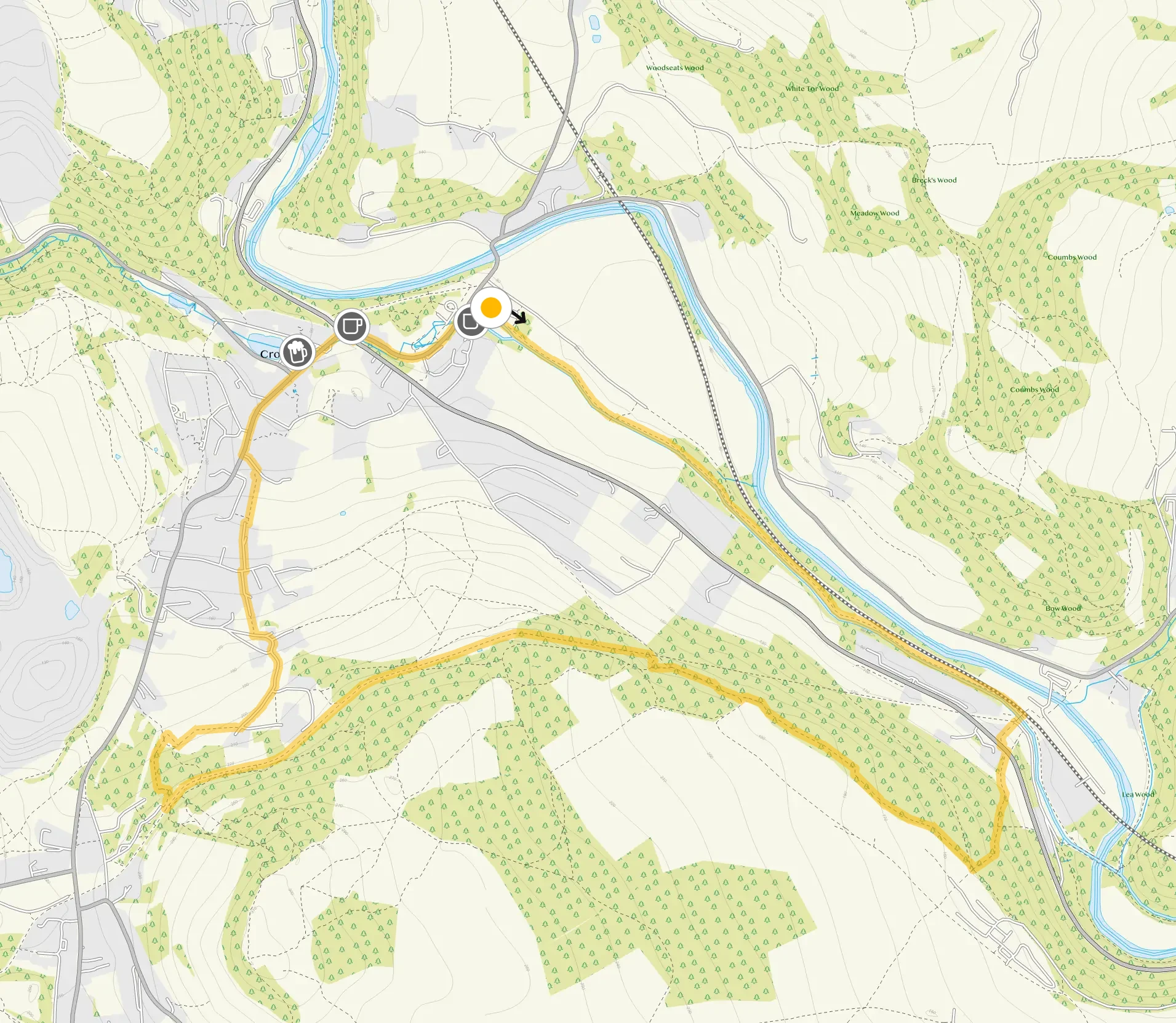 Route map for Cromford Walk, a 4.5 mile circular walk in Derbyshire