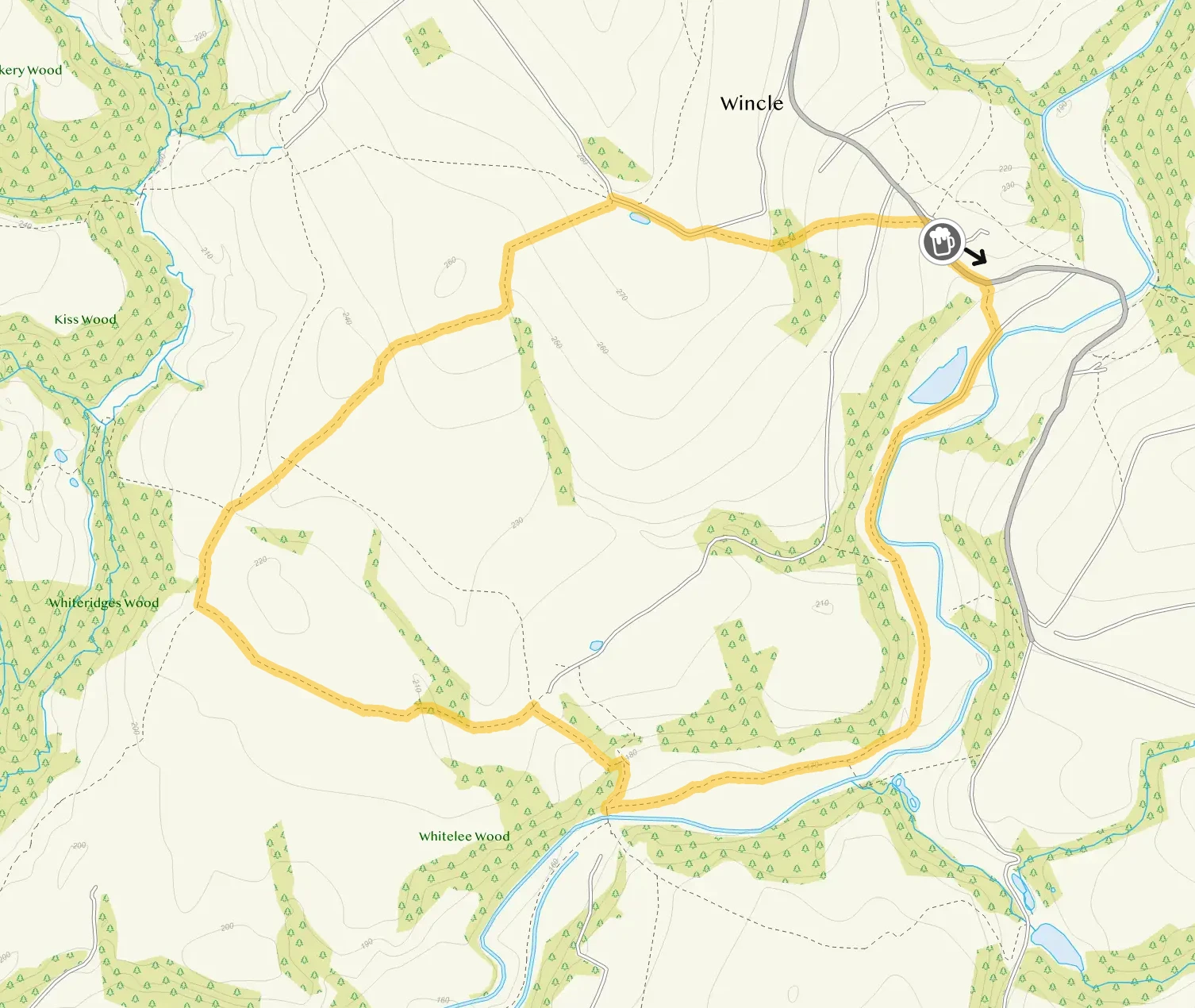 Route map for Danebridge Walk 1, a 2.75 mile circular walk in Staffordshire