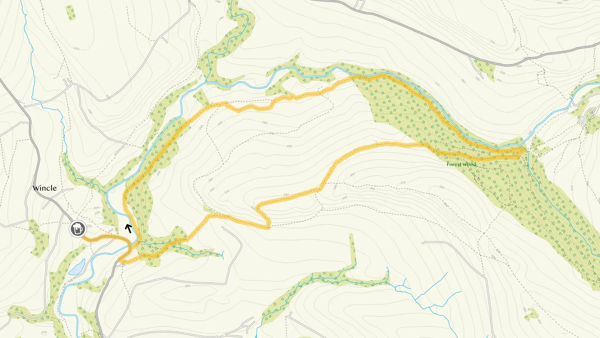 Route map for Danebridge Walk 3, a 4.75 mile circular walk in Staffordshire