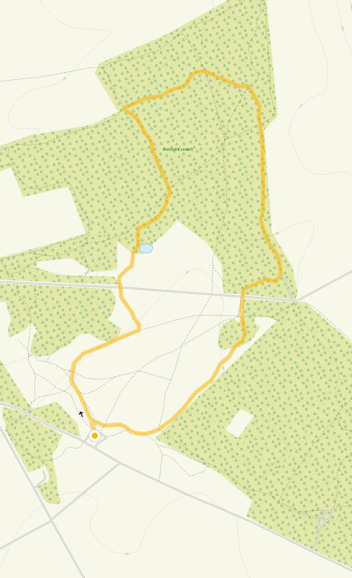 Route map for Highgate Common Walk, a 2 mile circular walk in Staffordshire