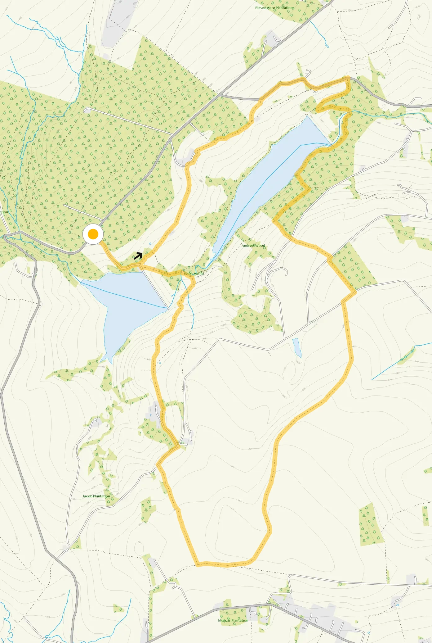Route map for Dale Dike Reservoir Walk 3, a 7.25 mile circular walk in Derbyshire