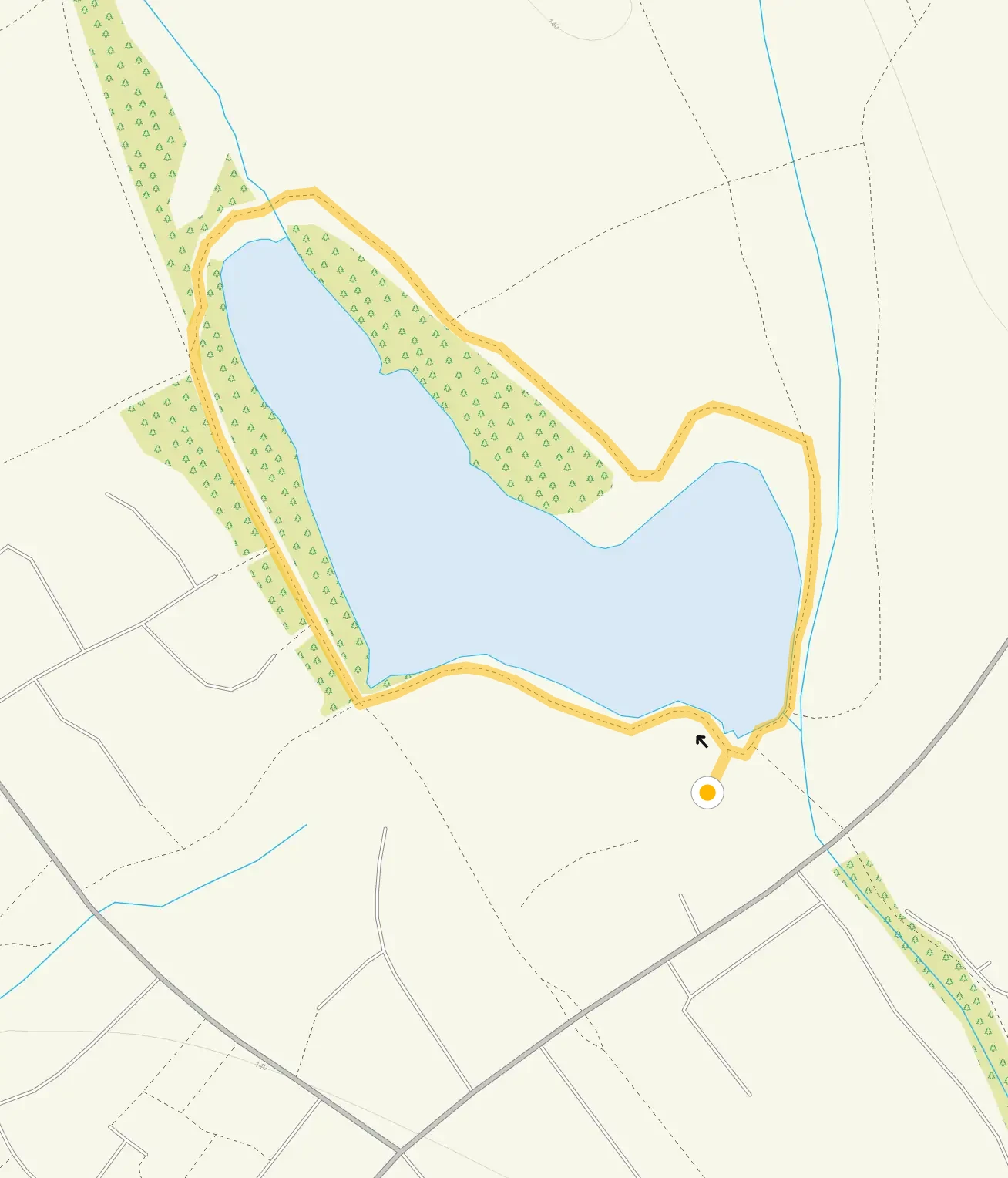Route map for Whitfield Valley Nature Reserve, a 0.5 mile circular walk in Staffordshire