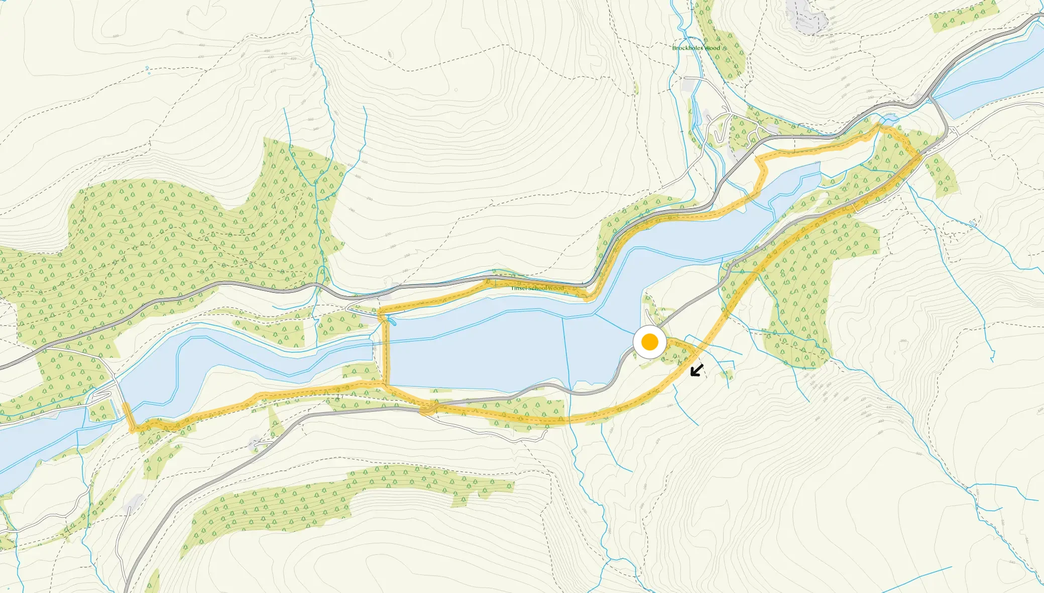 Route map for Torside Reservoir Walk 2, a 6 mile circular walk in Derbyshire