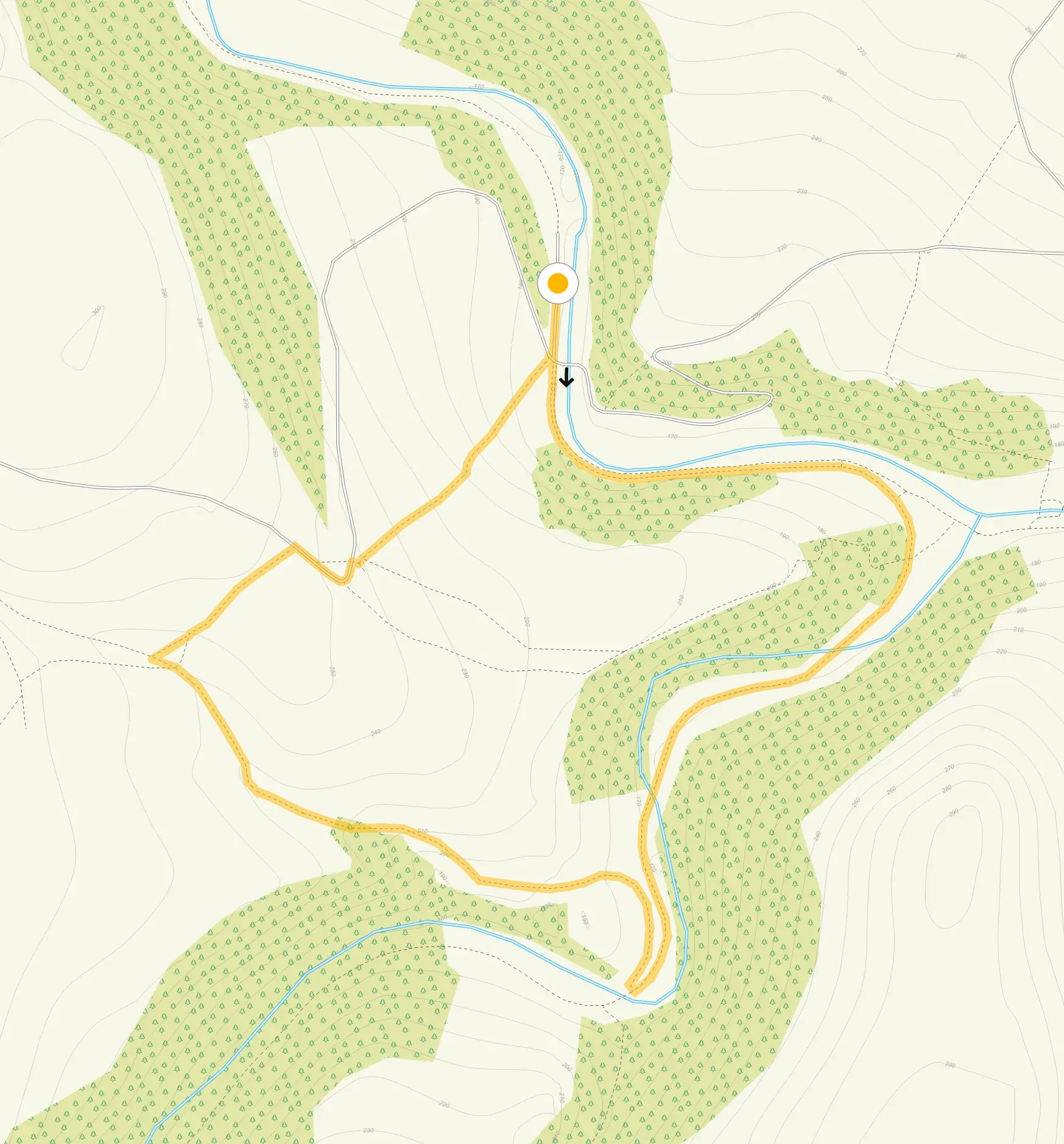 Route map for Weag's Bridge Walk 1, a 1.75 mile circular walk in Staffordshire