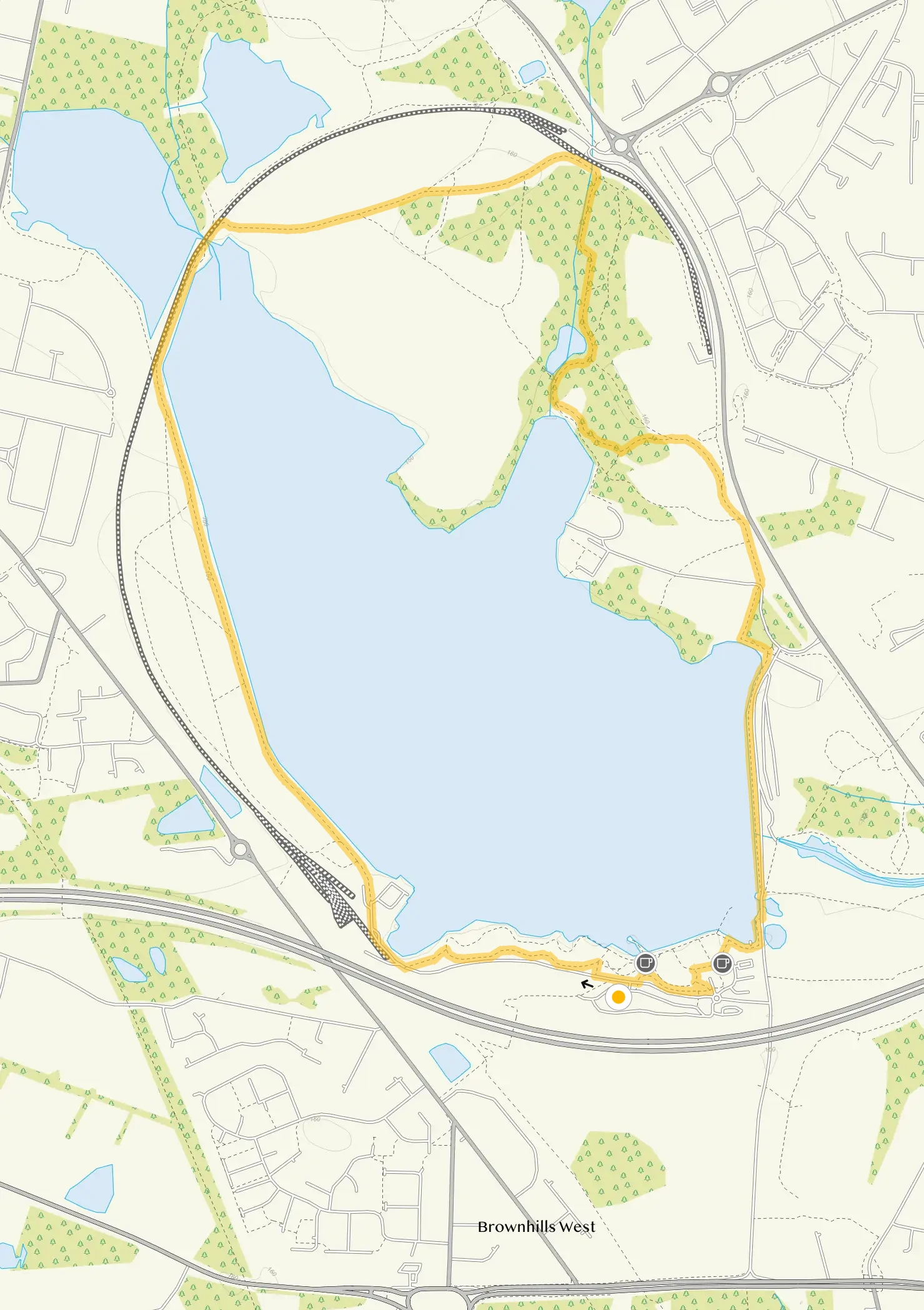 Route map for Chasewater Park Walk, a 3 mile circular walk in Staffordshire
