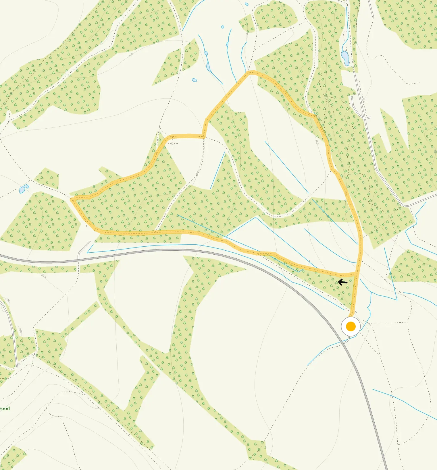 Route map for Apedale Country Park Walk 1, a 1.25 mile circular walk in Staffordshire