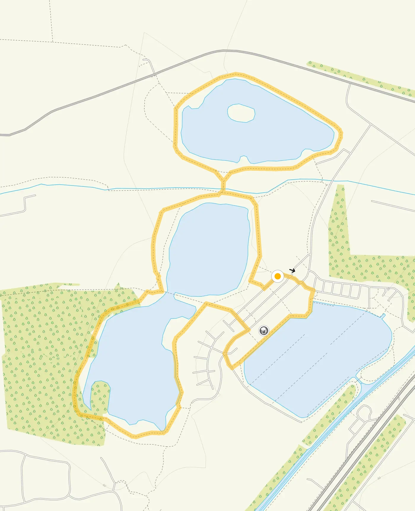 Route map for Barton Marina, a 1.5 mile circular walk in Staffordshire