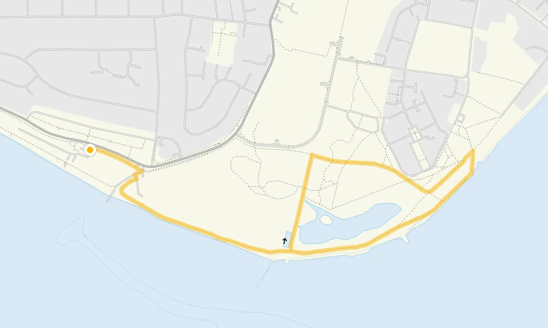 Route map for Shoeburyness, Essex