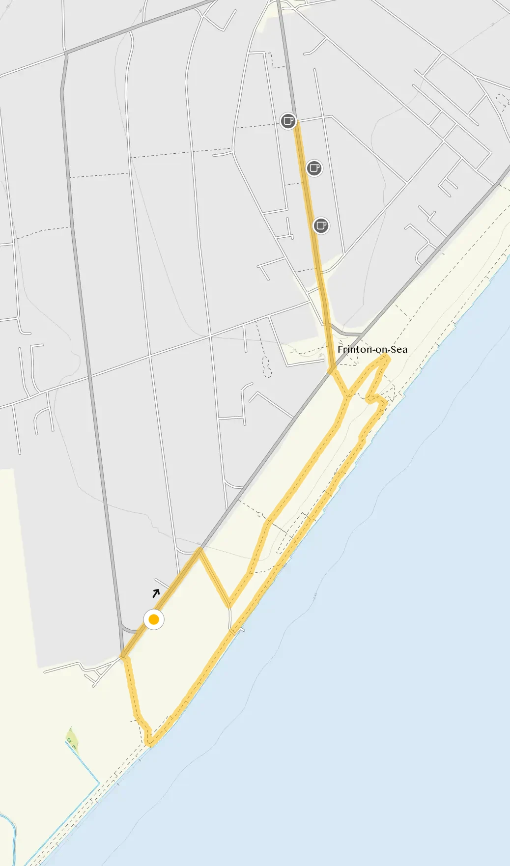 Route map for Frinton-on-Sea, Essex