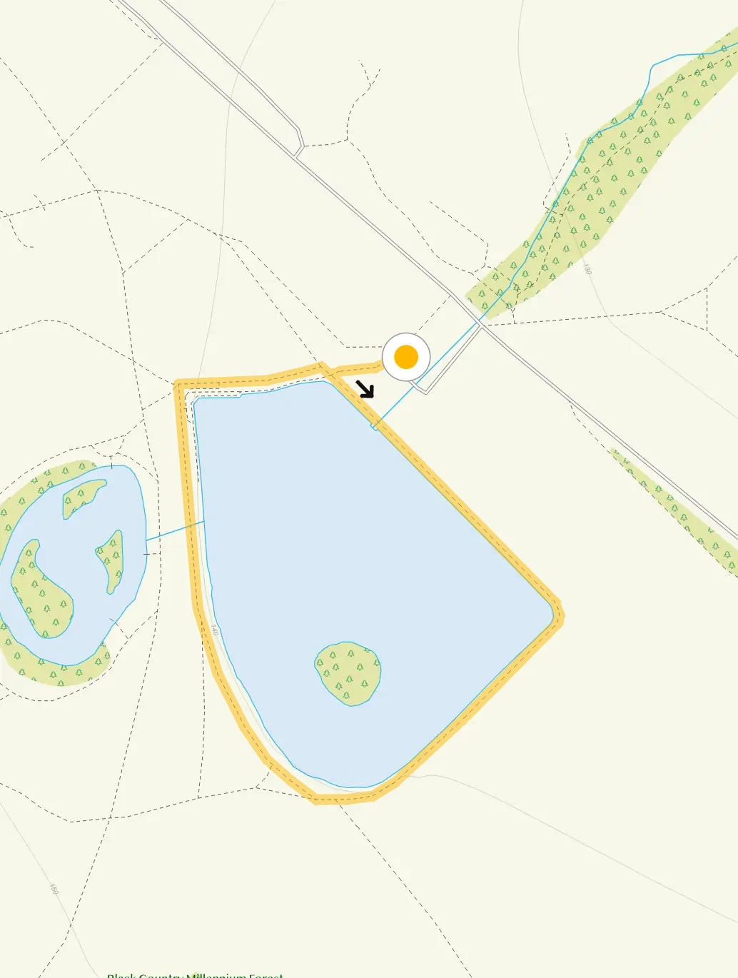 Route map for Dartmouth Park Walk 1, a 0.5 mile circular walk in Staffordshire
