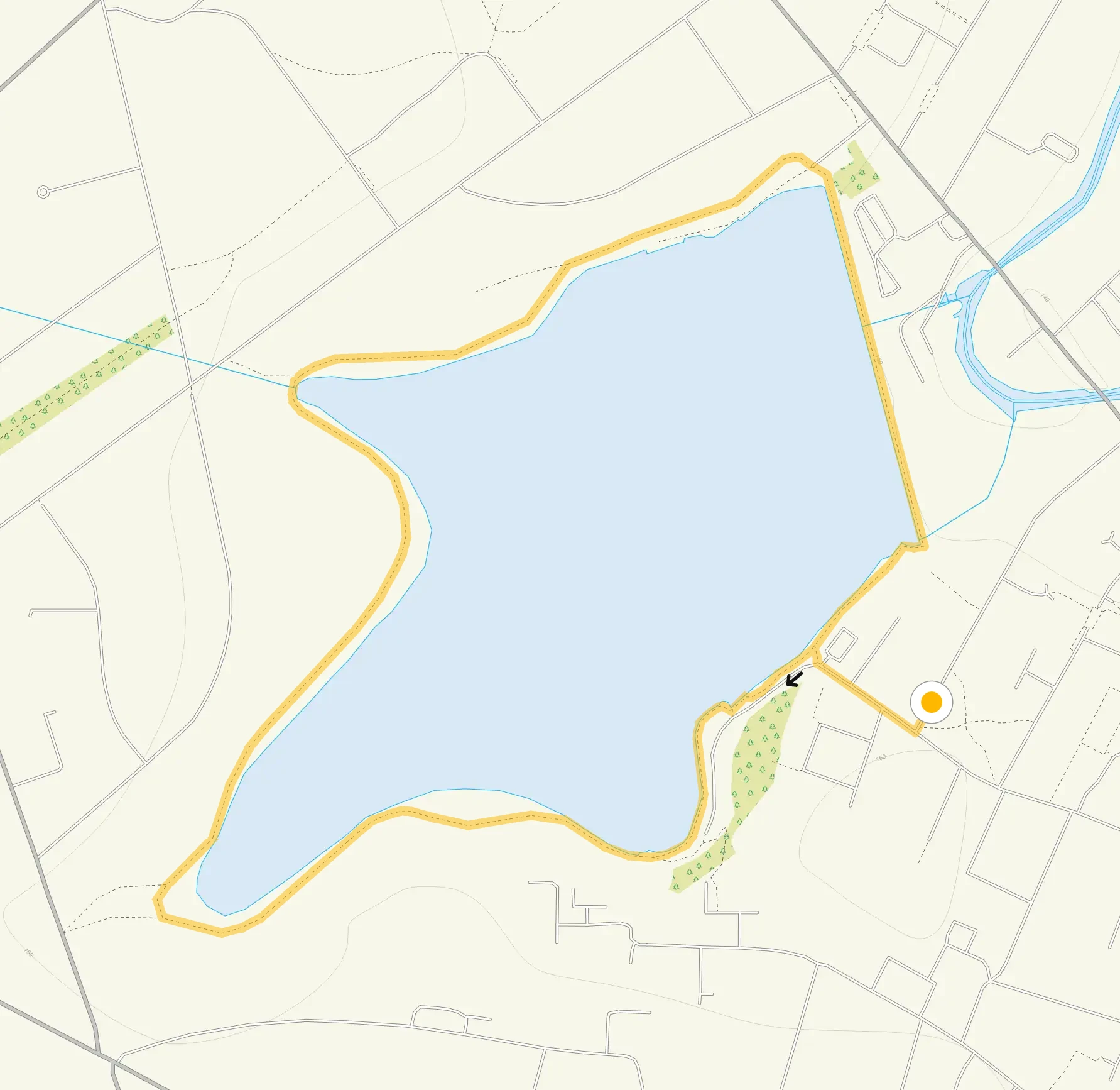 Route map for Edgbaston Reservoir Walk, a 1.75 mile circular walk in Staffordshire
