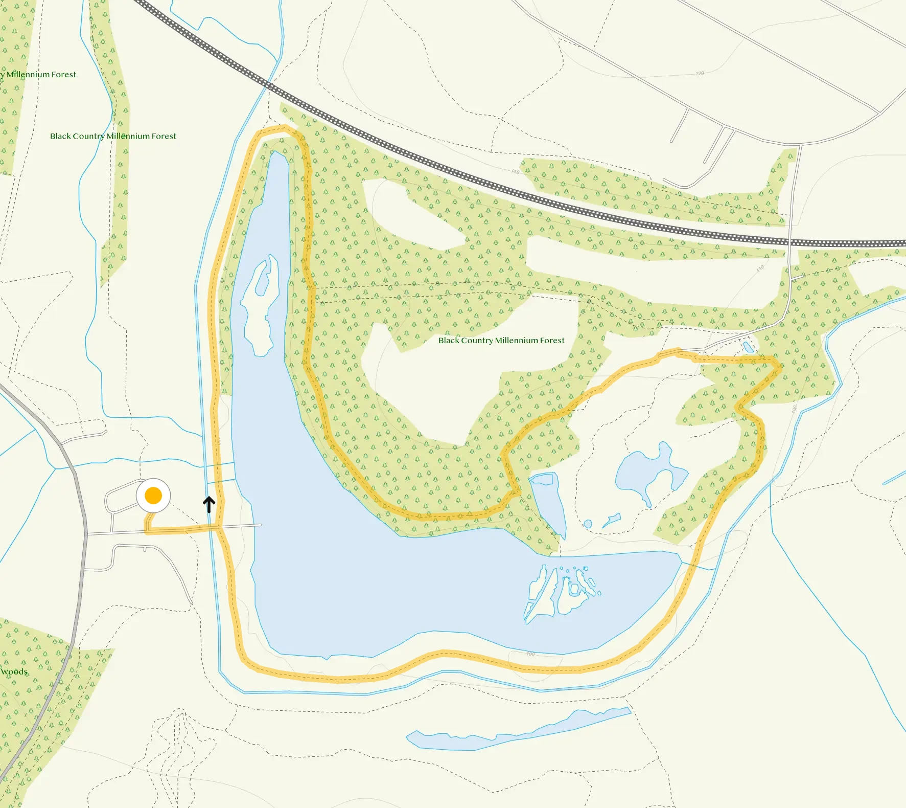 Route map for Forge Mill Walk, a 1.75 mile circular walk in Staffordshire