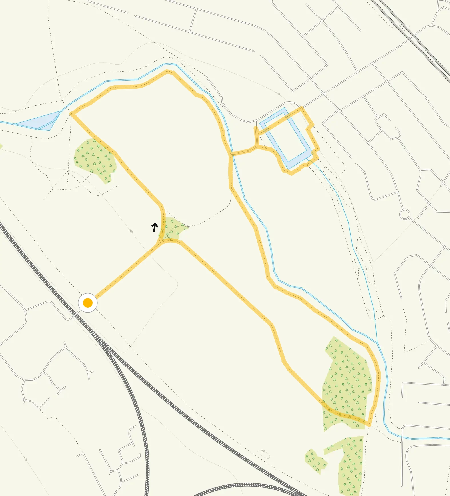 Route map for Perry Hall Park Walk 2, a 2 mile circular walk in Staffordshire