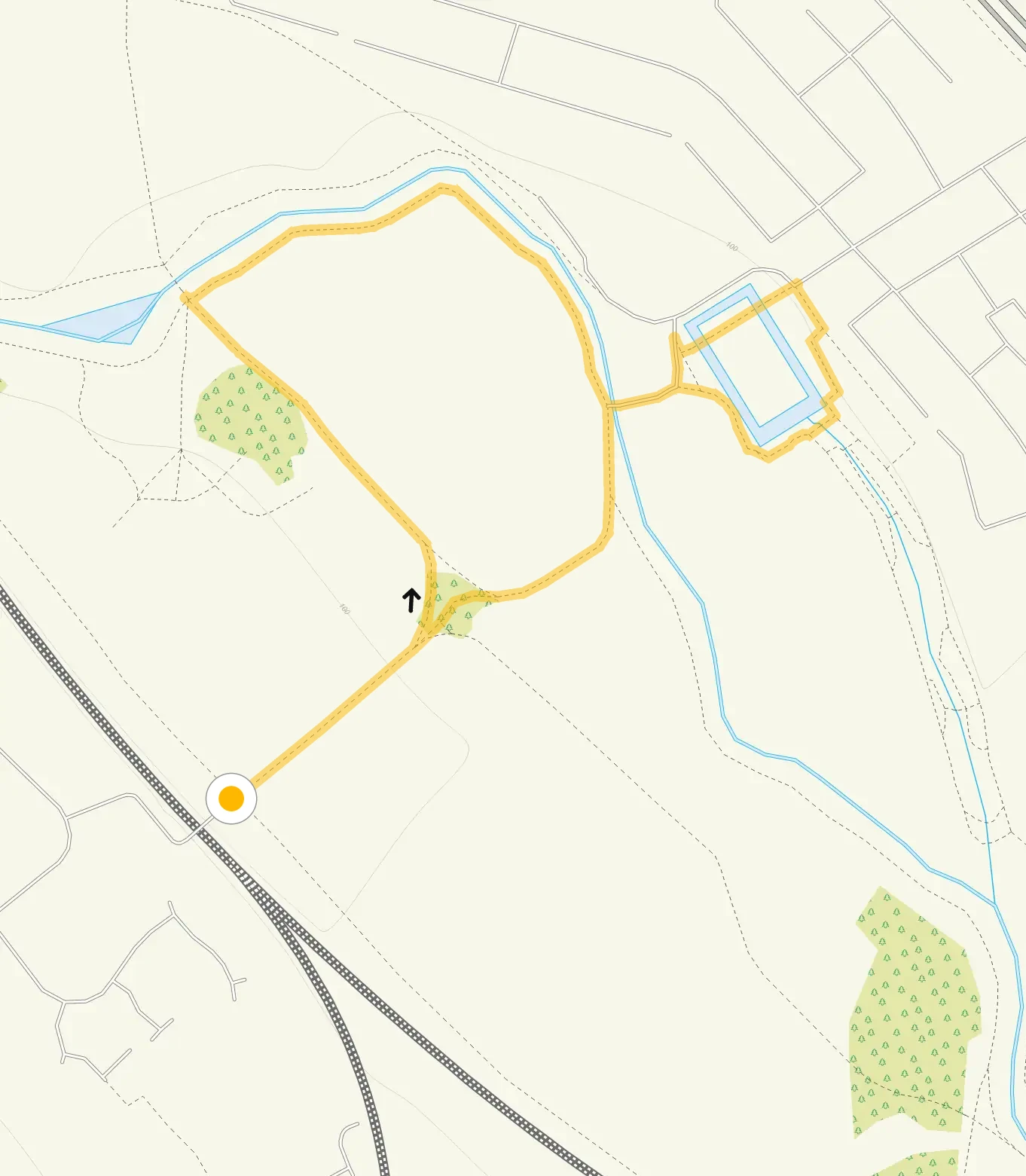 Route map for Perry Hall Park Walk 1, a 1.25 mile circular walk in Staffordshire