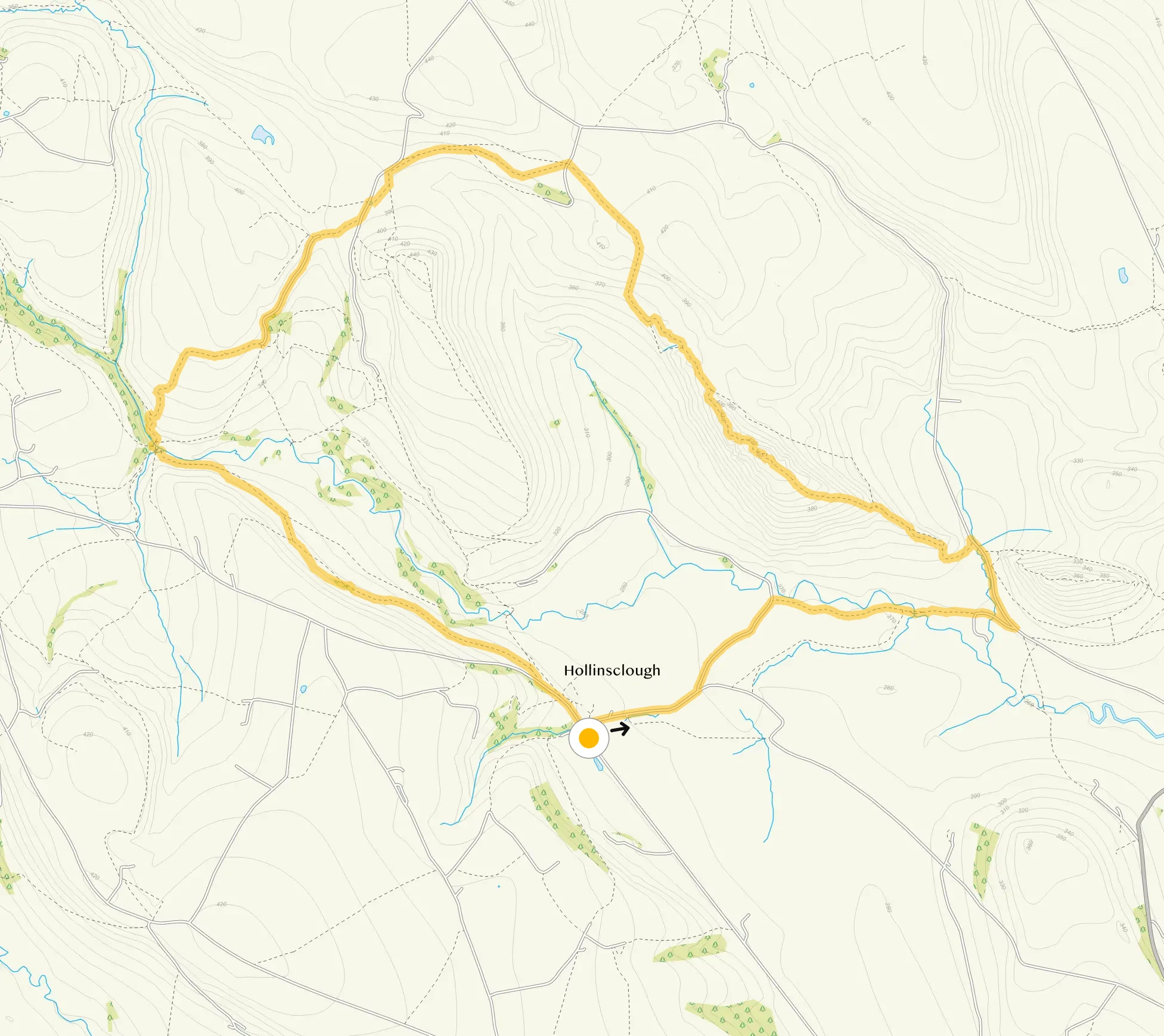 Route map for Hollinsclough Walk 4, a 4.5 mile circular walk in Staffordshire