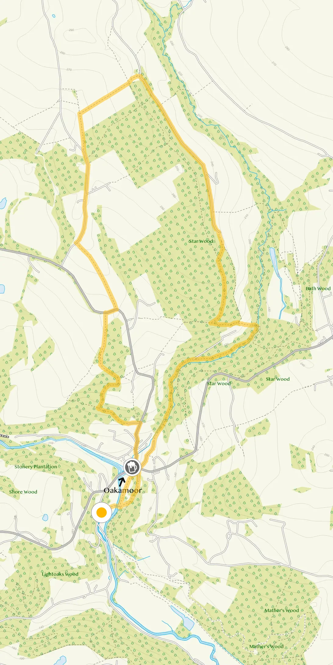 Route map for Oakamoor Walk 3, a 4 mile circular walk in Staffordshire