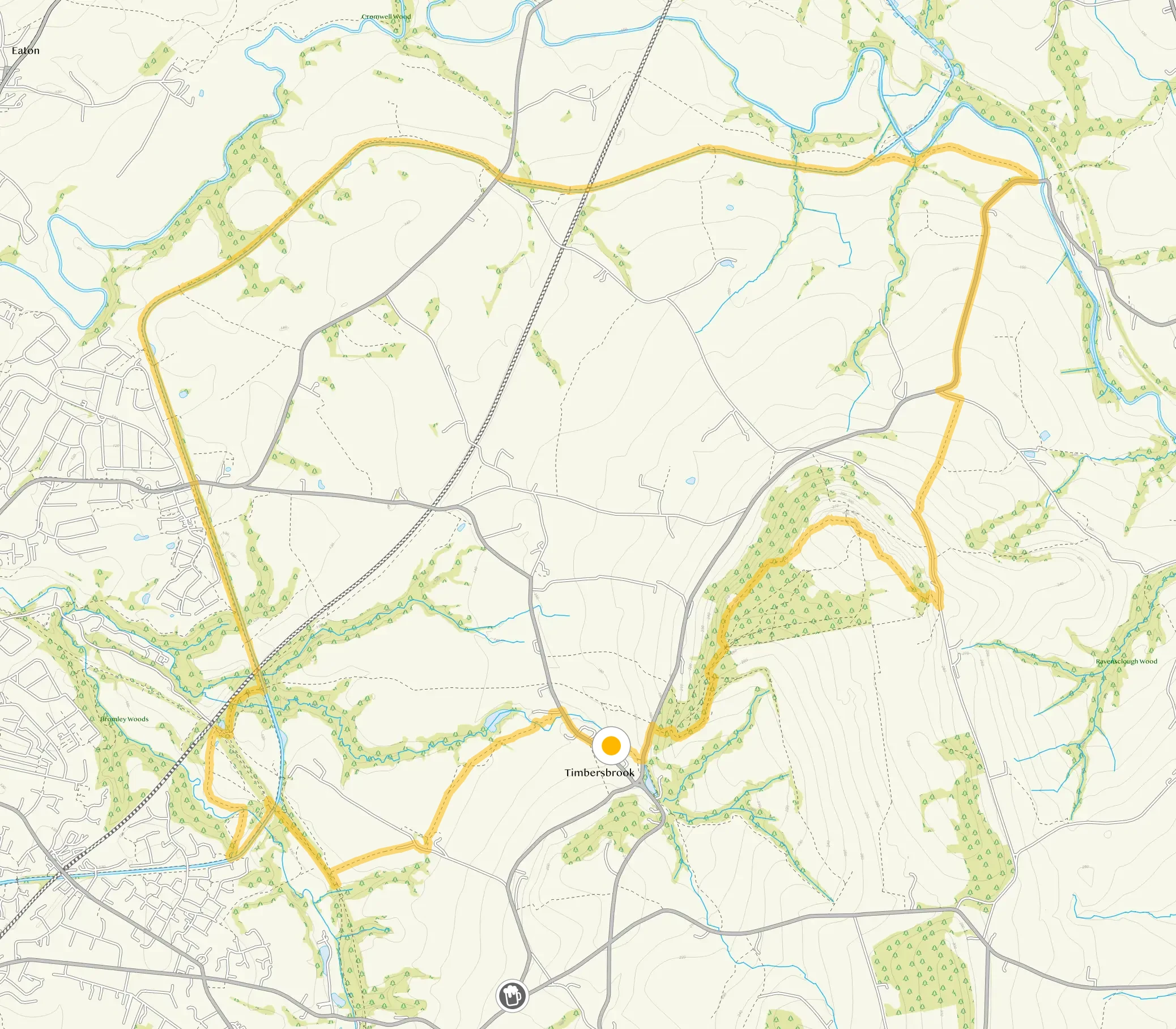 Route map for The Cloud Walk 4, an 8.25 mile circular walk in Staffordshire
