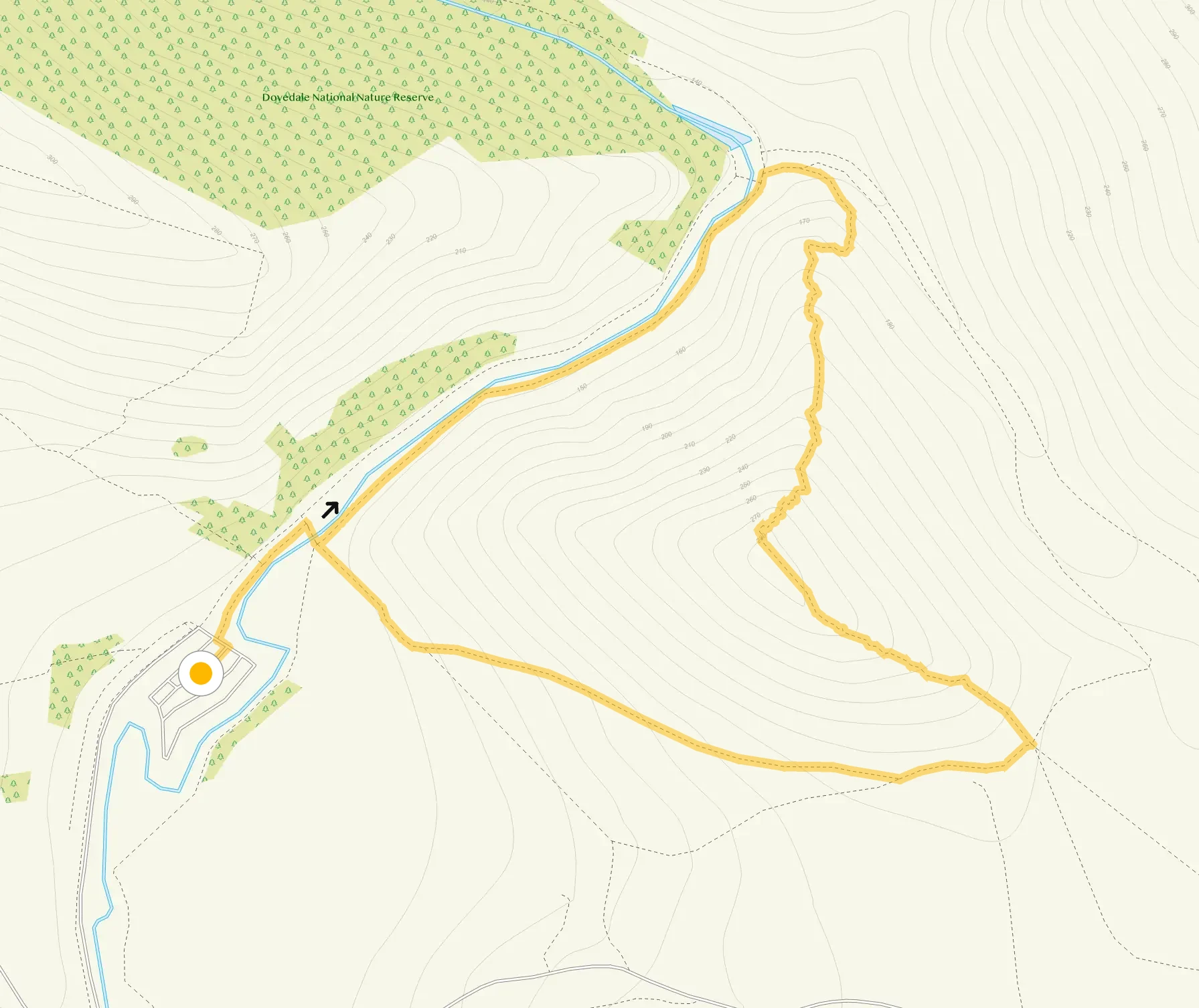 Route map for Thorp Cloud Summit Walk, a 1.25 mile circular walk in Staffordshire